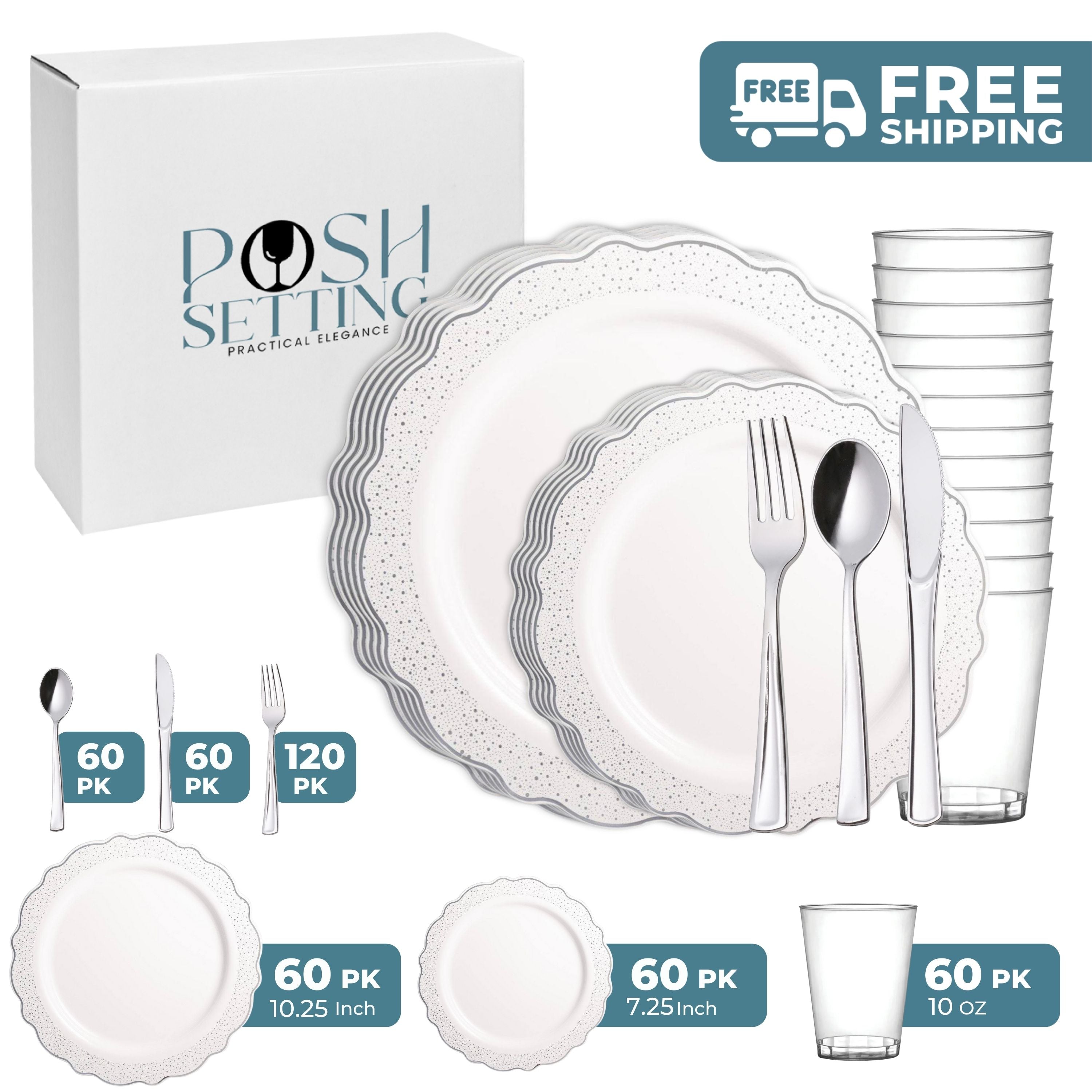 White and Silver Plastic Party Confetti Bundle - Perfect for Birthdays, Weddings & Celebrations