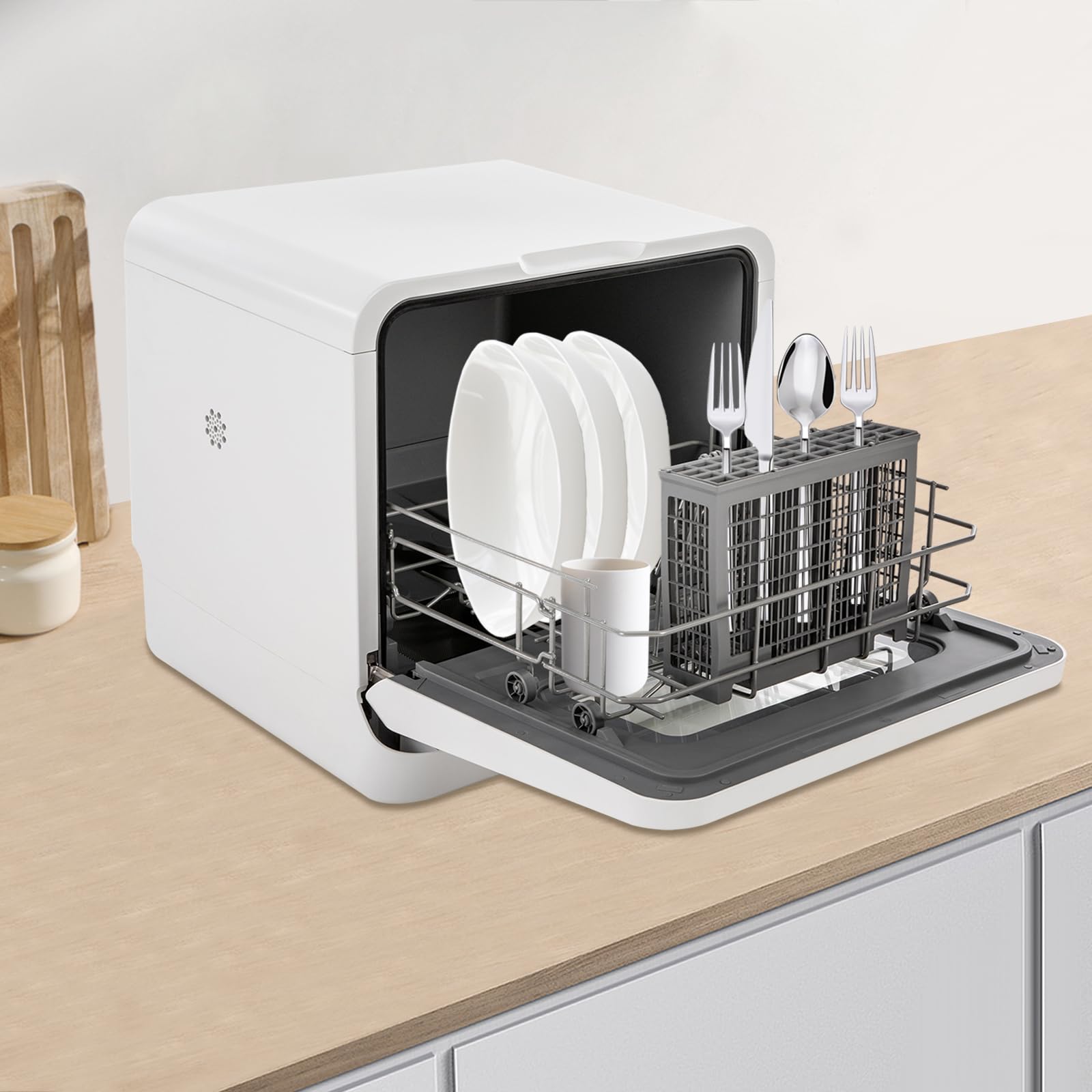 Portable Countertop Dishwasher with 360° Spray - 3-in-1 Compact Dishwasher Machine, 785W Multiple Washing Programs for Small Apartments & Home Use | Perfect for Kitchen, RV, Dorm & Office Spaces