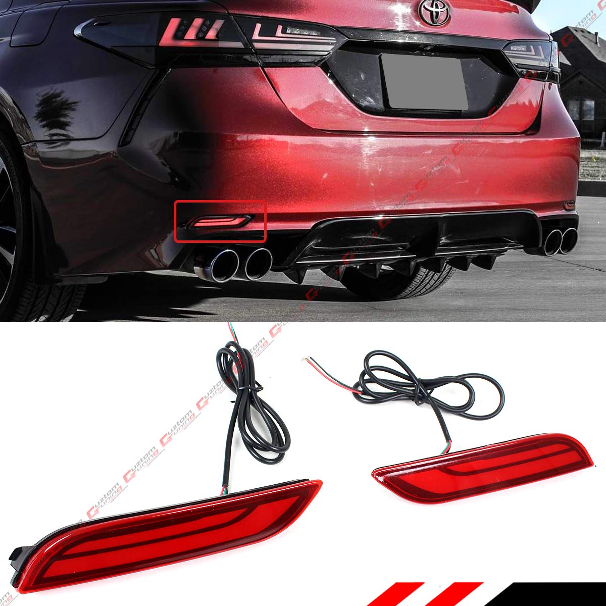 2018-2022 Toyota Camry SE XSE LE XLE Red LED Rear Bumper Reflector Strip Brake Light - Easy Wiring Installation for Enhanced Night Safety & Style Upgrade
