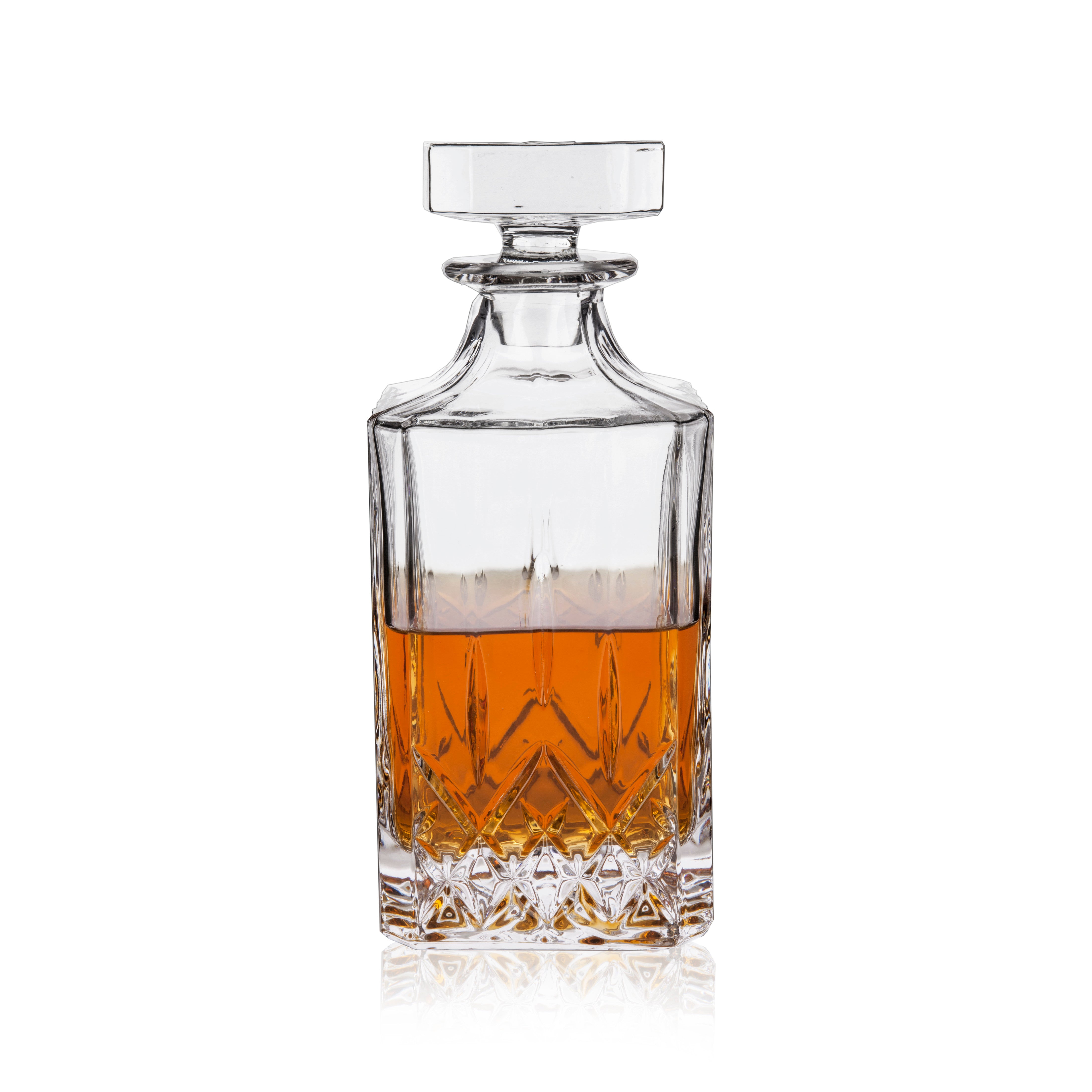 Premium Admiral Liquor Decanter Set - Elegant Glass Whiskey Decanter with 2 Crystal Whiskey Glasses - Perfect for Bourbon, Scotch, Rum & Brandy - Ideal for Home Bars, Gifts & Entertaining