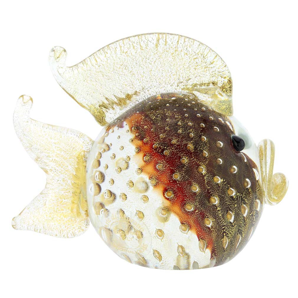 Authentic Murano Glass Bullicante Fish Sculpture - Handcrafted Red Venetian Art for Home Decor & Gift Ideas | Perfect for Living Room, Office, or Collection Display
