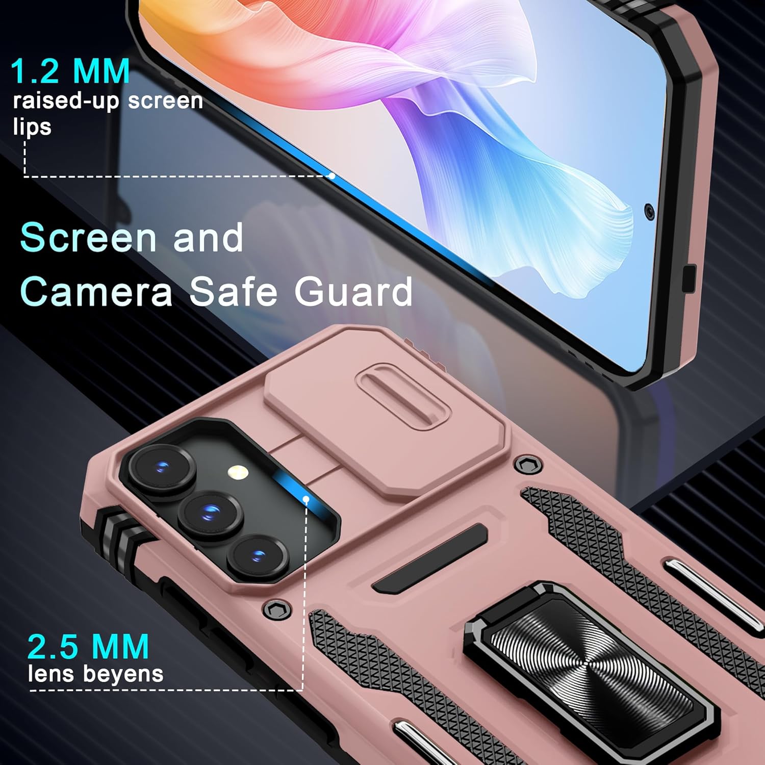 Samsung Galaxy S25 Plus Case with Slide Camera Cover, Ring Kickstand & Military-Grade Protection - Perfect for Outdoor Adventures, Travel & Daily Use