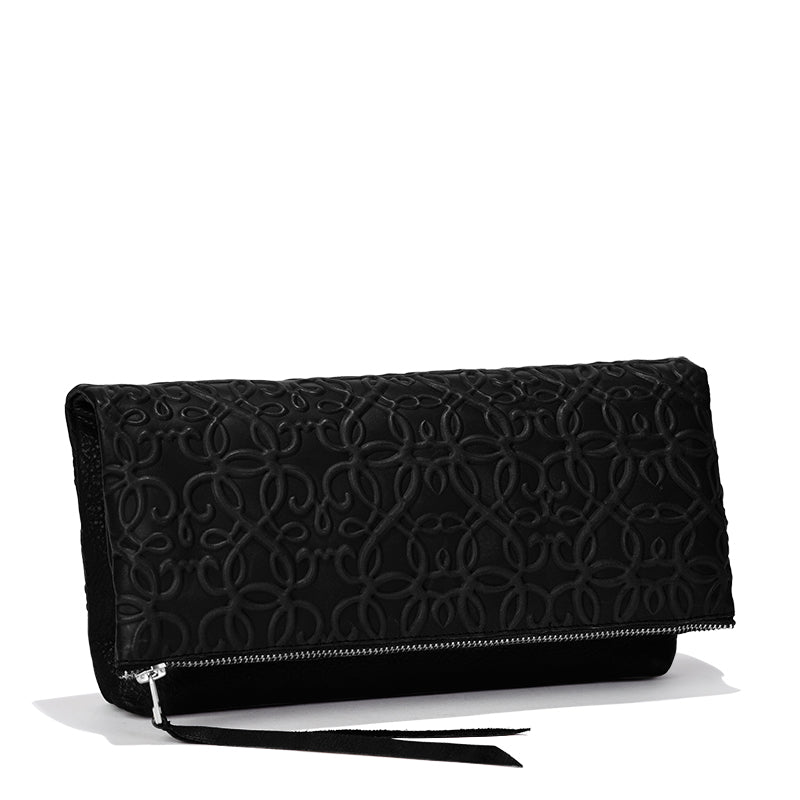 Gabriel Leather Fold Over Clutch - Black | Premium Women's Crossbody Bag | Perfect for Evening Parties, Date Nights & Special Occasions