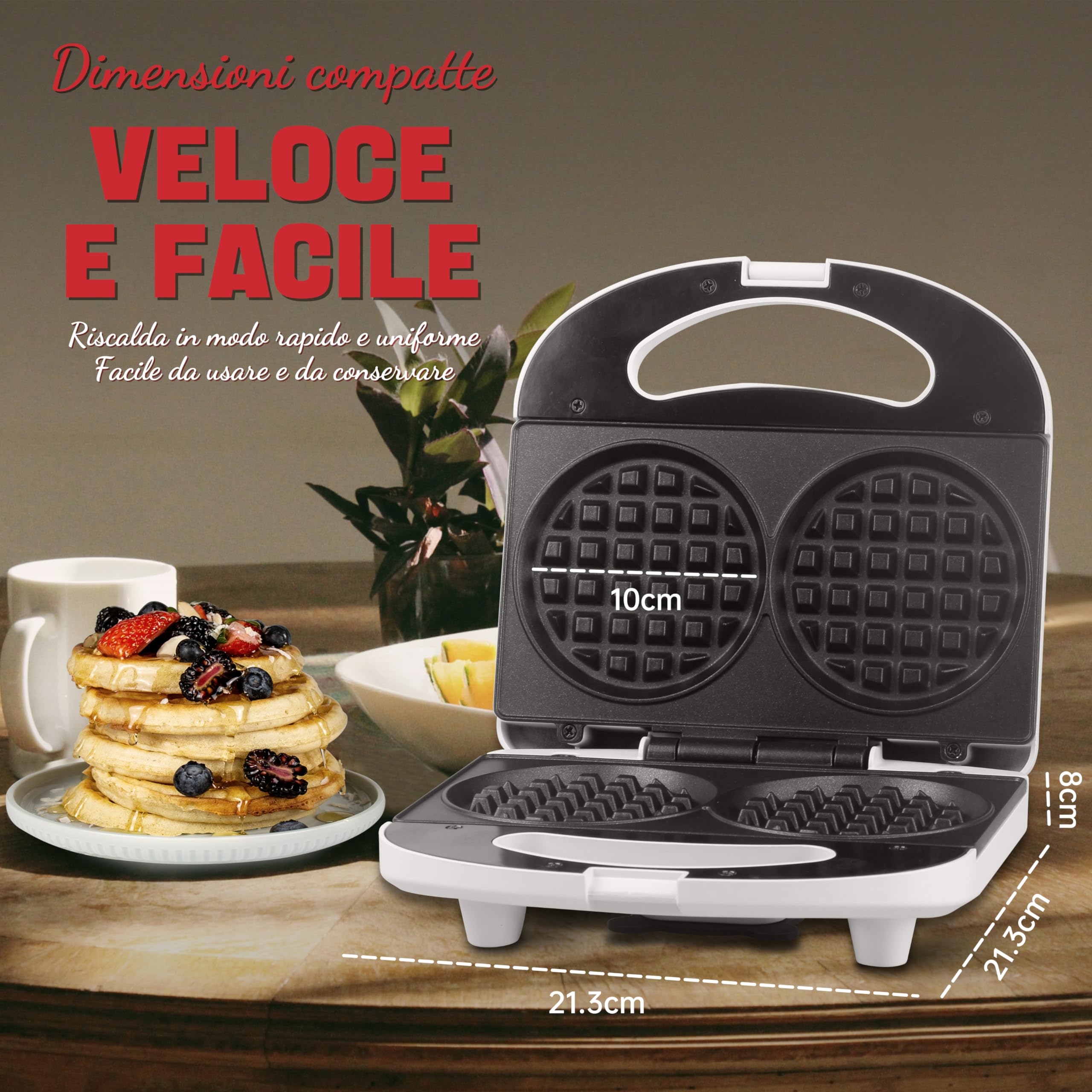 Mini Waffle Maker for Kids - Dual Non-Stick Plates, Compact Waffle Iron Machine - Perfect for Family Breakfast, Birthday Parties, Easter & Christmas Gifts (White) | Great for Home, Dorms & Camping