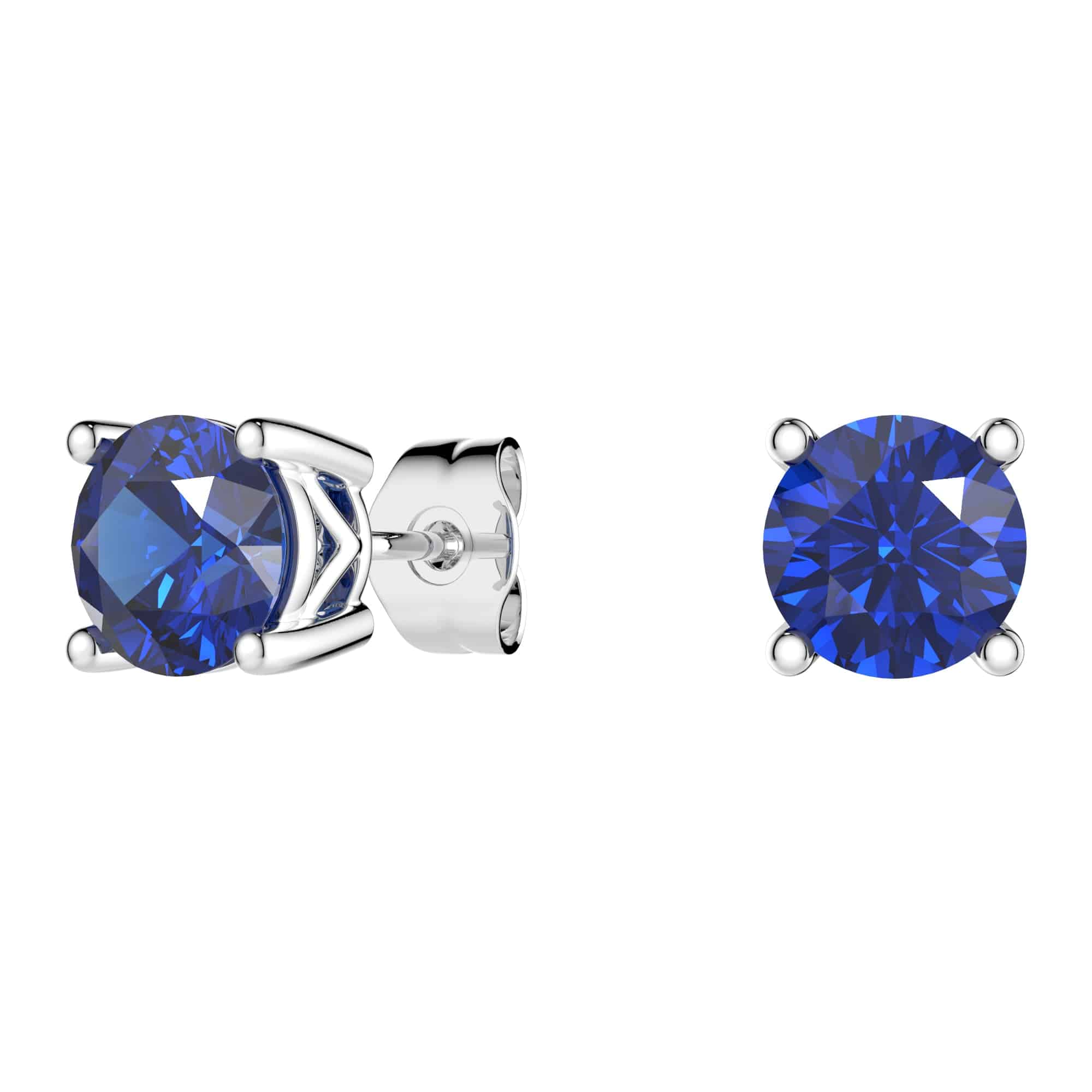 1 CT. Lab-Grown Sapphire Stud Earrings for Women – Solitaire Diamond Simulated Earrings for Everyday Wear & Special Occasions