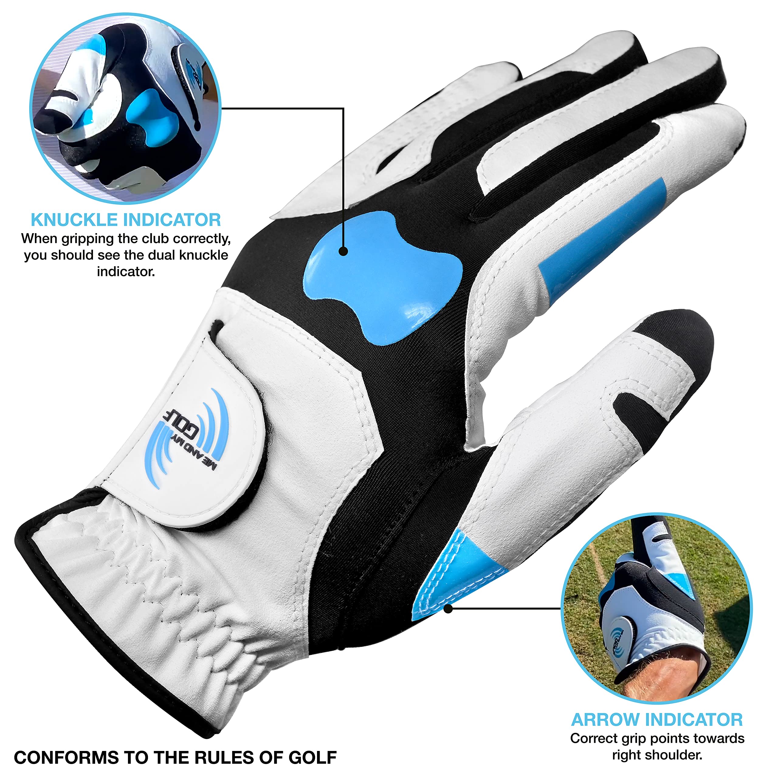 ME AND MY GOLF True Grip Training Golf Glove - Perfect Grip Every Swing, Instructional Videos, Fix Slice, Improve Grip, Men's Golf Gloves for Driving Range and Course Practice