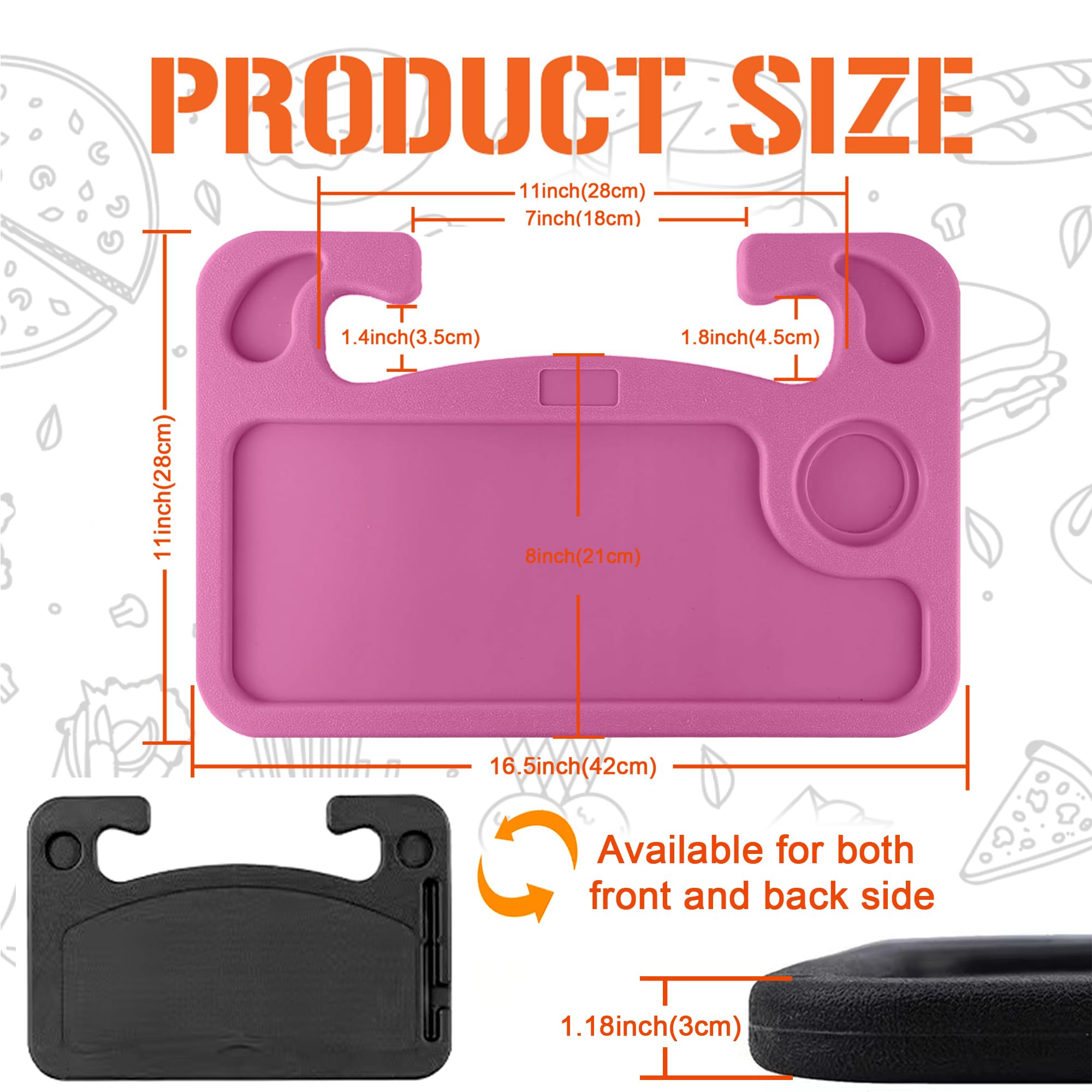 Portable Car Steering Wheel Tray Desk - Adjustable Food Table for Travelers, Fits Most Vehicles - Pink | Perfect for Eating, Working & Snacking on the Go
