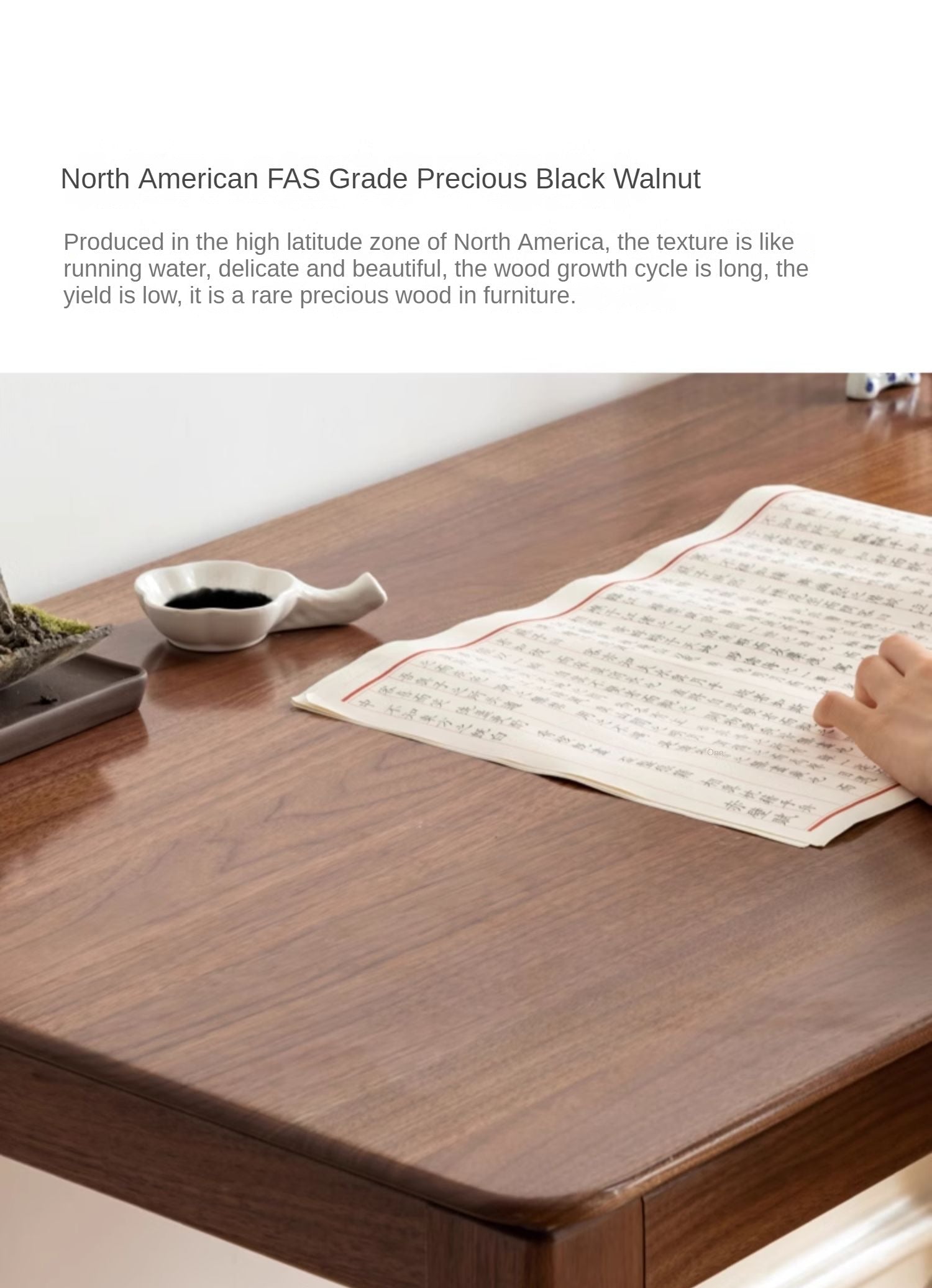 Premium Black Walnut Solid Wood Writing Desk - Handcrafted Home Office Desk for Study & Work - Elegant Modern Design for Professionals & Students