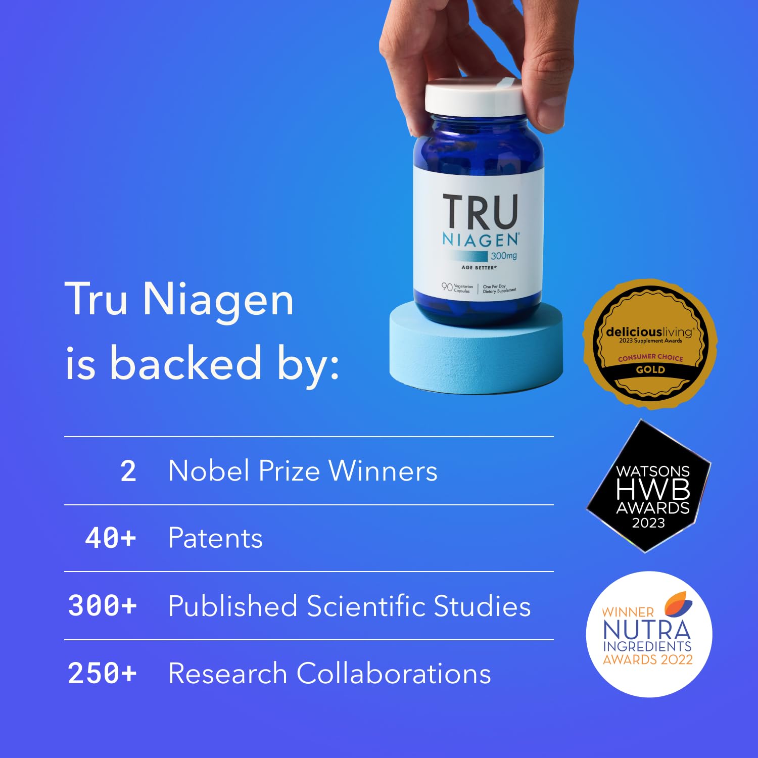 TRU NIAGEN Patented NAD+ Booster Supplement - 300mg Niagen (Nicotinamide Riboside) for Anti-Aging & Cellular Renewal | 90-Day Supply (2 Bottles) | Supports Brain Health, Muscle Function & Energy Metabolism | Daily Cellular Vitality Supplement for Active Adults & Seniors | Perfect for Fitness Enthusiasts & Wellness Seekers
