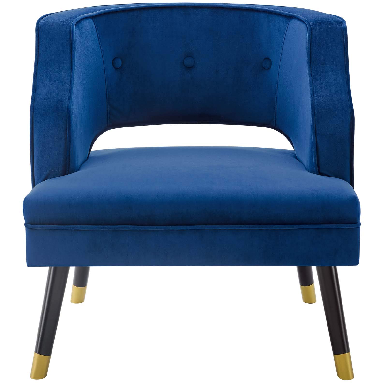 Modern Velvet Accent Armchair for Living Room - Navy Blue Lounge Side Chair, Stylish & Comfortable Seating for Home, Office, or Reading Nook