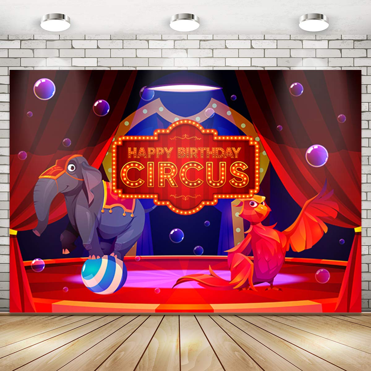 Carnival Circus Theme Happy Birthday Backdrop Banner - 71x49 Inch Blue Sky White Clouds Baby Shower Party Decorations, Photo Booth Props & Cake Table Decor for Birthday Parties, Baby Showers & Special Events