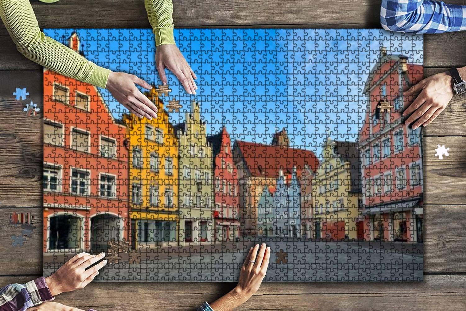 1000-Piece Medieval Gothic Houses Jigsaw Puzzle - Old Bavarian Town Landscape by Munich, Large Piece Wooden Puzzle for Adults & Kids, Educational Toy & Home Decor | Perfect for Family Game Night, Creative Learning & Living Room Wall Art