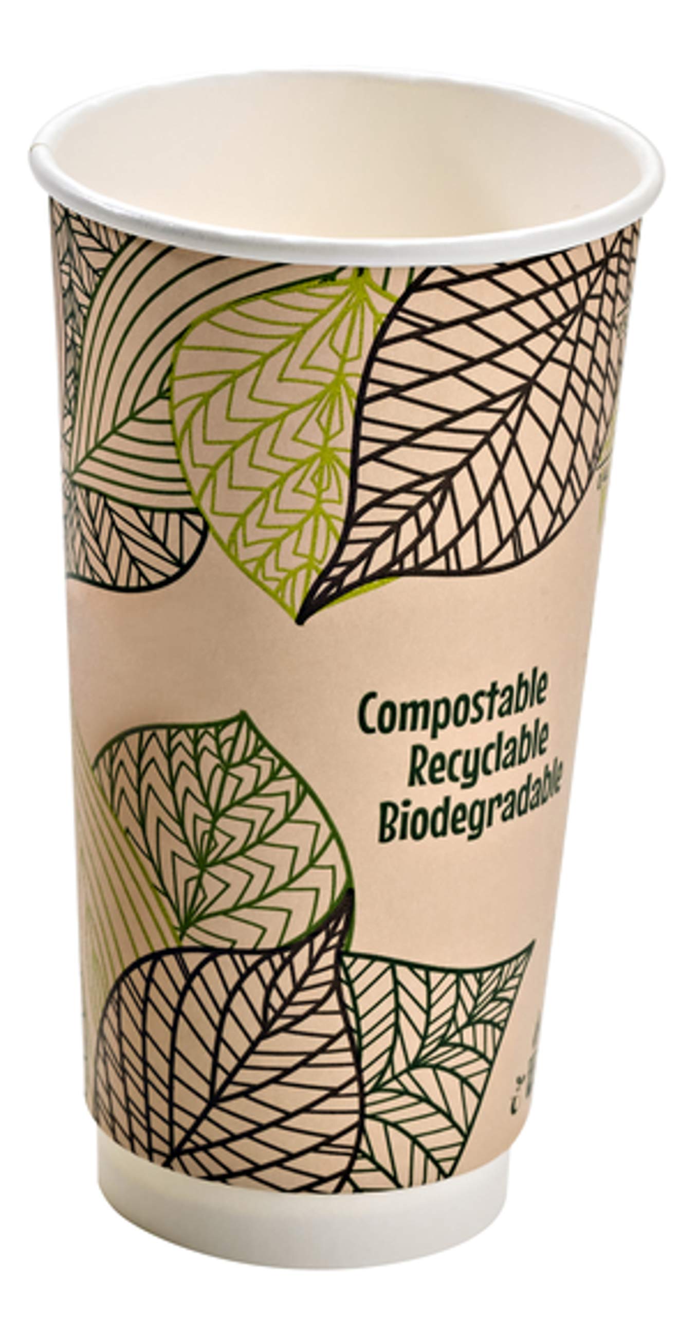 Eco-Friendly 20 oz Double Wall Compostable Coffee Cups - Recyclable Paper Hot Cups for Coffee, Tea, Cappuccino & More - Pack of 500 Disposable Cups - Perfect for Cafes, Offices & Events