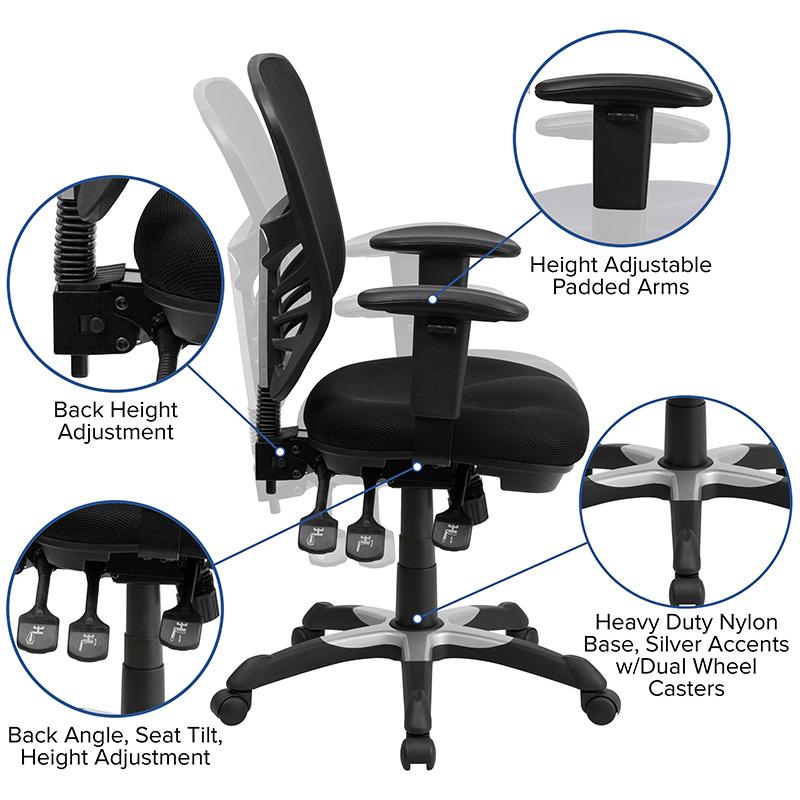 FLASH Mid Back Mesh Executive Office Chair - Ergonomic Swivel Chair with Adjustable Arms & Lumbar Support (Model HL 0001) - Perfect for Home Office, Gaming & Workspaces