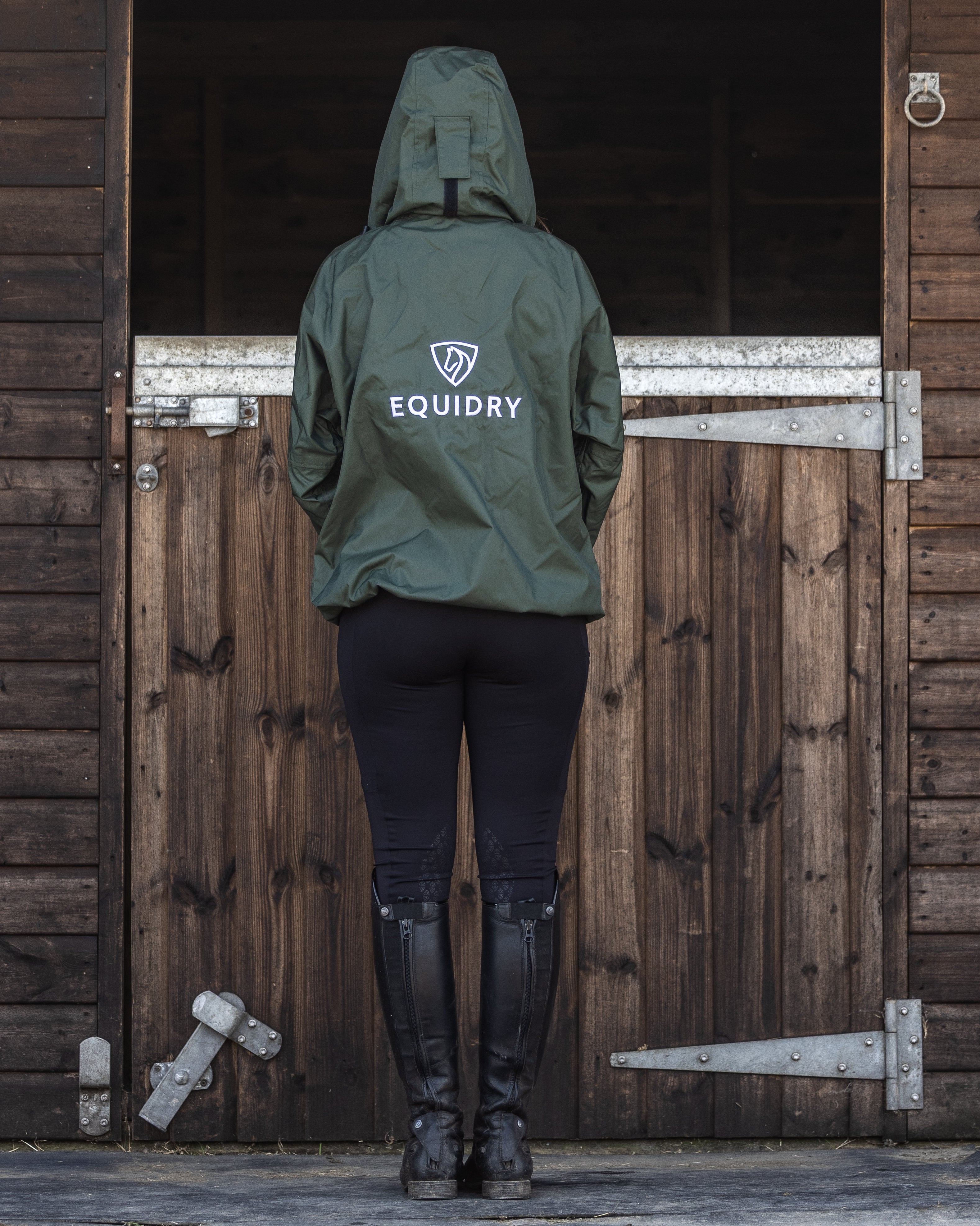 Shortie Mac Women's Waterproof Rain Jacket with Mesh Lining & Stowable Hood - Black Forest Green for Outdoor Hiking, Camping & Daily Commute