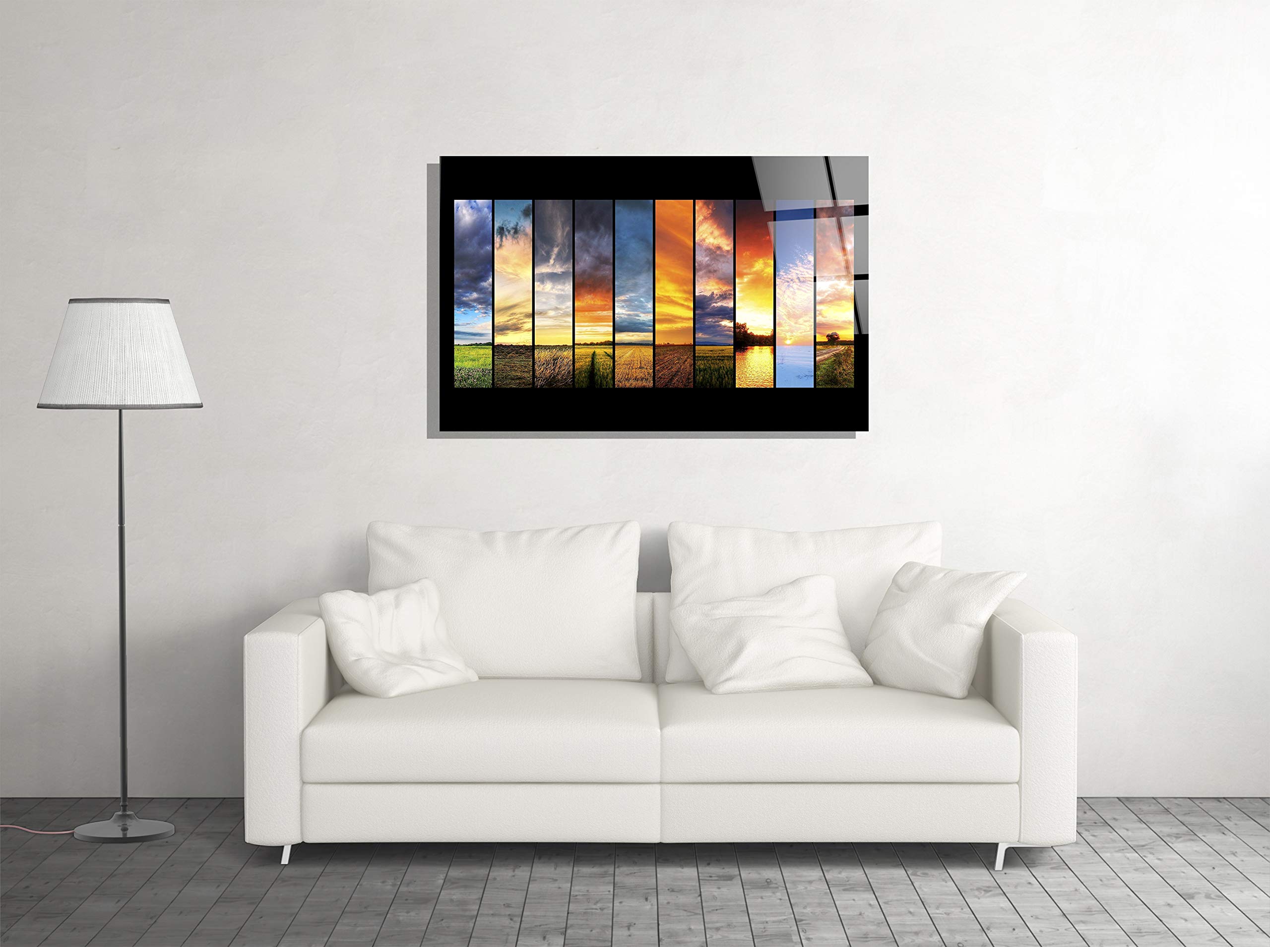 Seasons Nature Print Tempered Glass Wall Art - Elegant Home Decor for Living Room, Bedroom & Office - Luxury Gift Idea