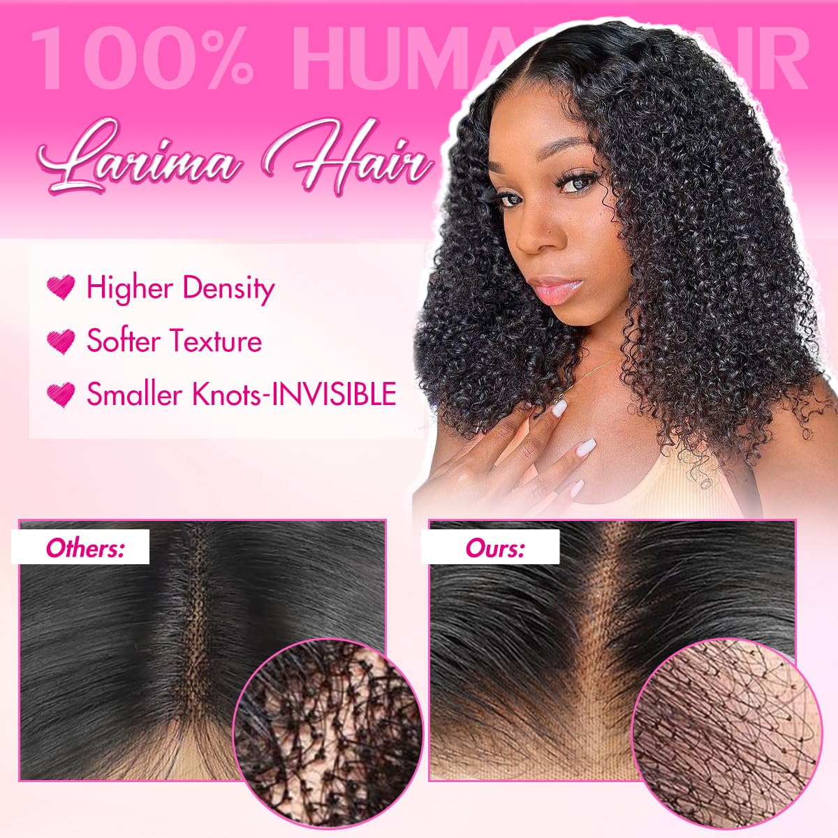 Larima Short Curly Human Hair Wig - 200% Density 13x4 HD Lace Front Wig, Glueless Wear & Go, Pre-Plucked with Baby Hair, Jerry Curly Style, Soft & Natural Black (14 Inch) - Perfect for Daily Wear, Cosplay, and Special Occasions