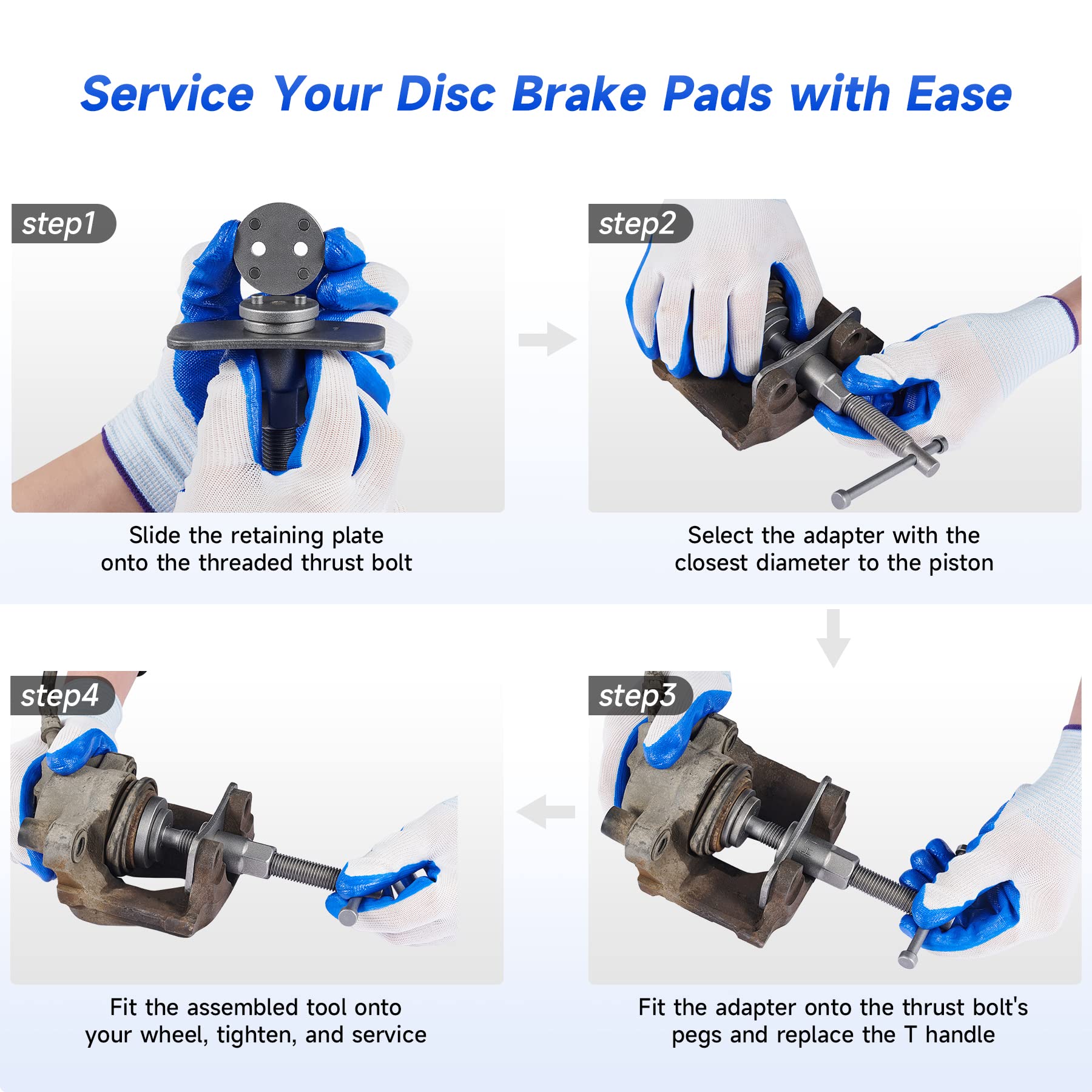 Orion Motor Tech 2-in-1 Brake Caliper Compression Tool & Brake Bleeder Kit - Handheld Vacuum Pump Brake Bleeder Set with Thrust Bolt Retaining Plates & 18 Adapters - Professional Disc Brake Pad Service Tool for Car, Truck & Motorcycle Maintenance