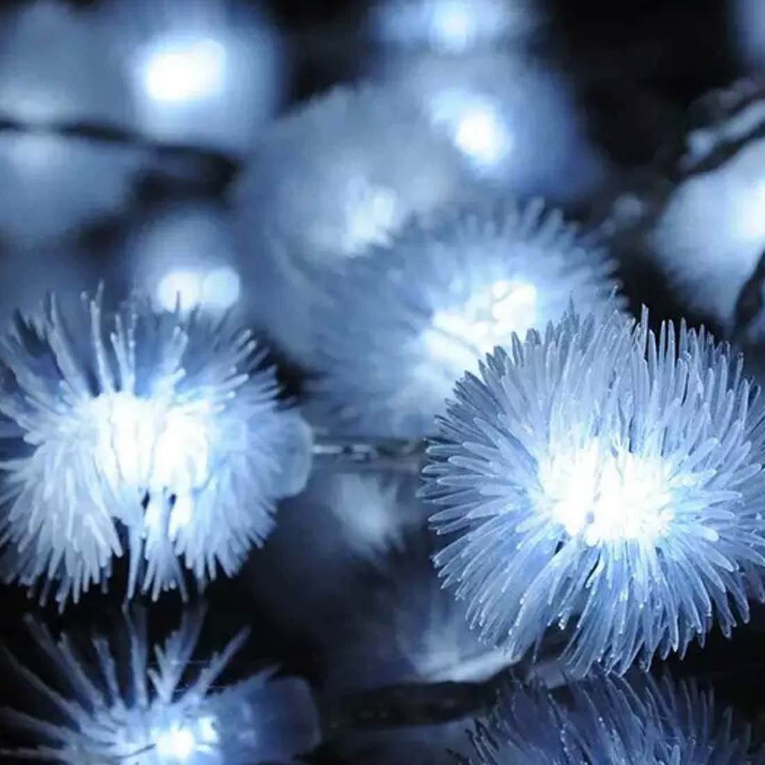 40 LED 16.5ft Battery Operated Furry Snowball String Lights - Dandelion Fairy Lights for Christmas, Wedding, Party & Home Decor (White) | Indoor Outdoor Holiday Decorations, Bedroom, Garden, Patio Lighting