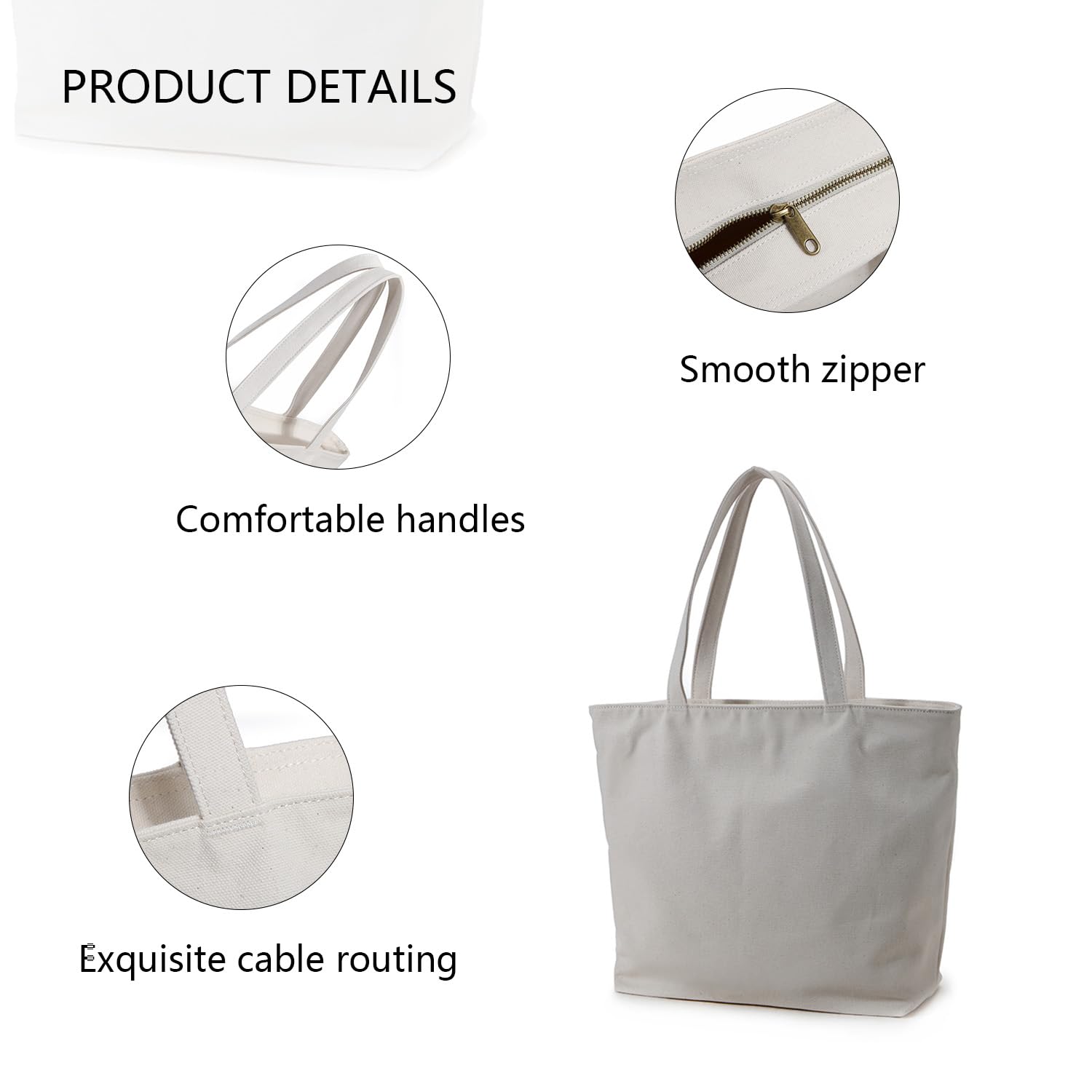 Women's Cotton Canvas Tote Bag - Stylish Shoulder Handbag for Travel, Shopping & Everyday Use | Durable & Lightweight Purse for Work, Beach & Commute