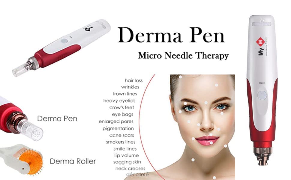KIYO Derma Pen with 2 Extra 12 Needle Cartridges - Professional Microneedling Device for Anti-Aging, Wrinkle Reduction & Skin Rejuvenation | At-Home Facial Treatment for Glowing Skin | Perfect for Face, Neck & Décolleté Care