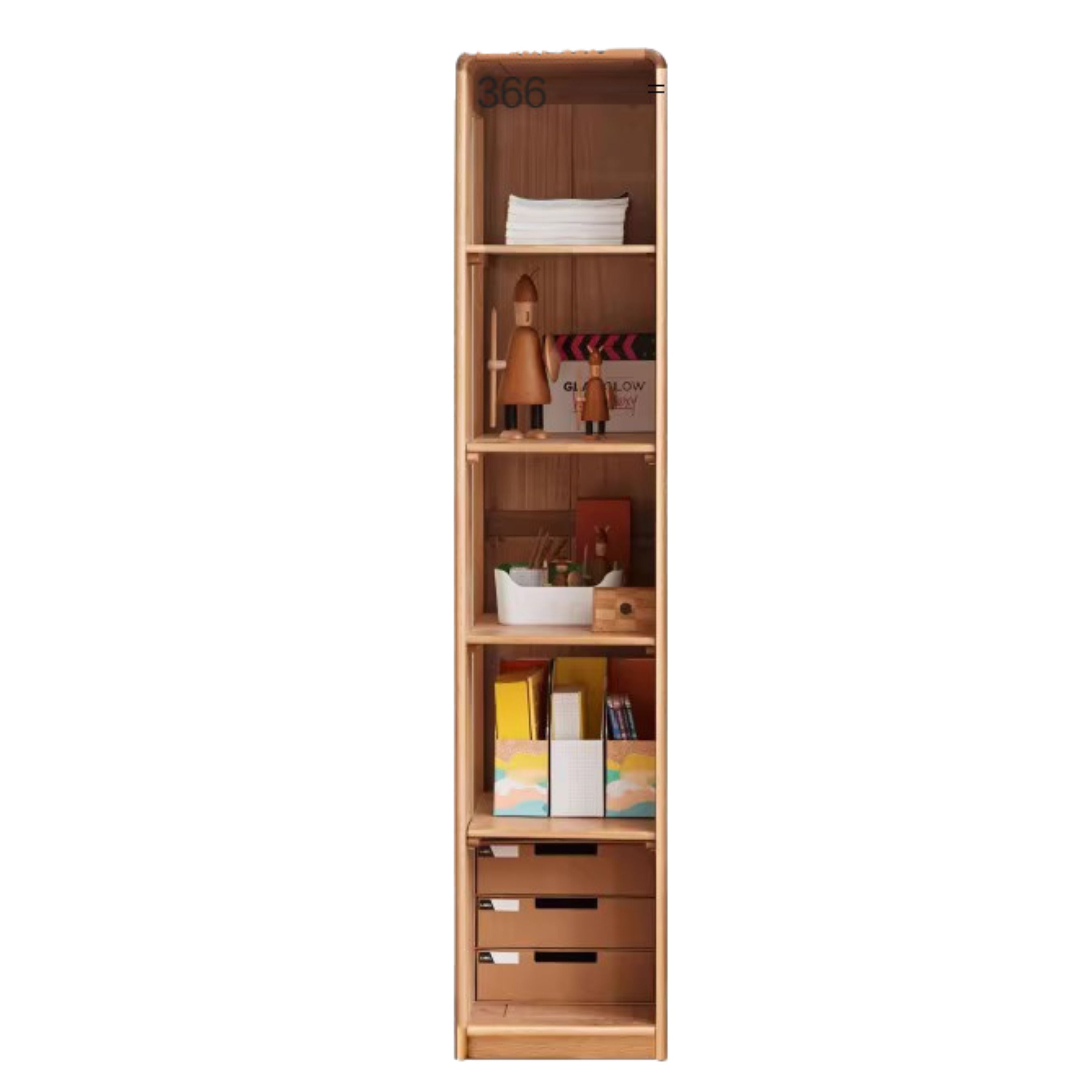 15x20.9x70.9 inch / 38x53x180 сm / Natural Wood Color / Single column bookcase