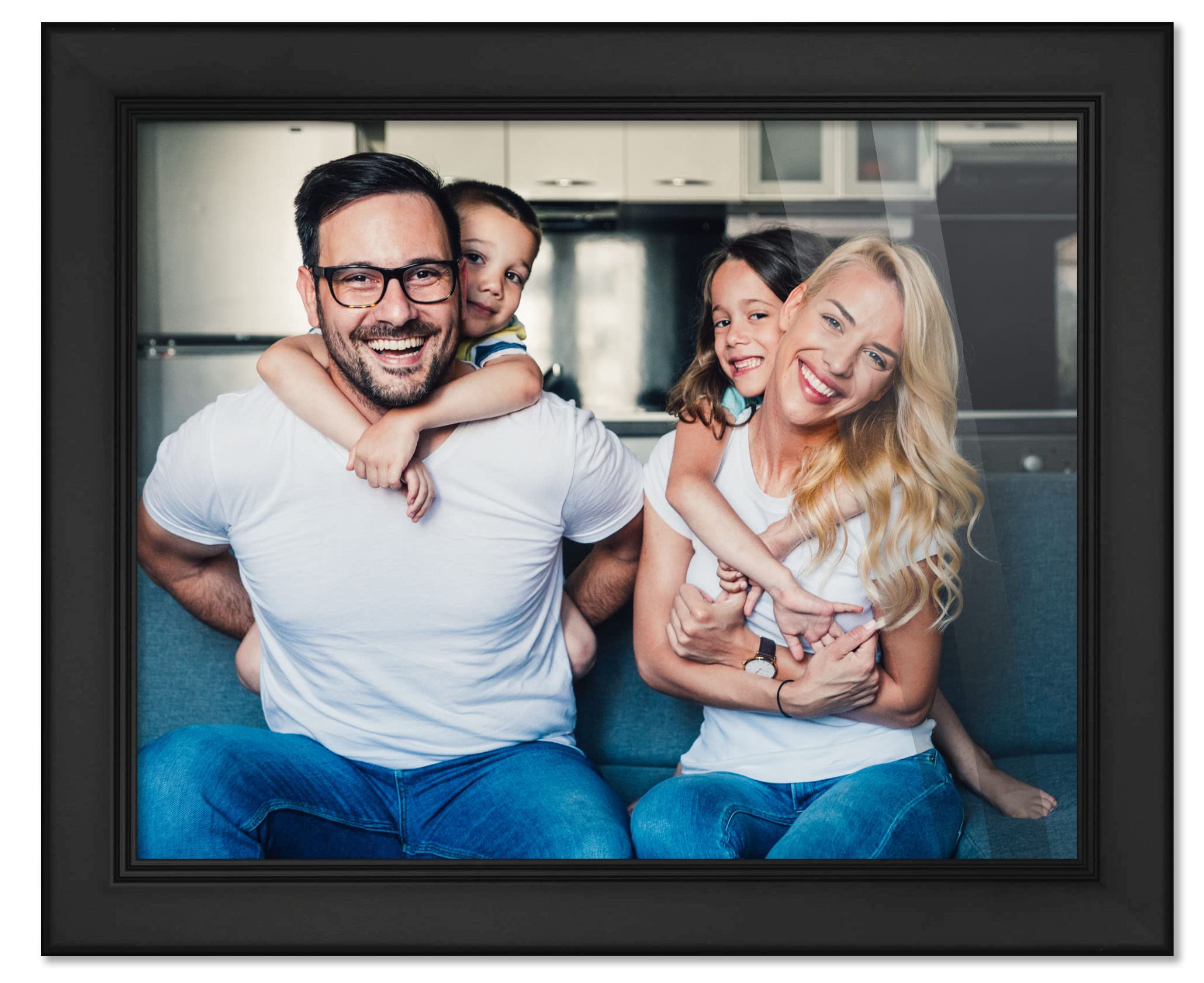 14x36 Black Wood Picture Frame - Modern Photo Frame with UV Acrylic Shatter Guard & Acid-Free Backing - Perfect for Family Photos, Wall Decor, Living Room, Bedroom, Office Display (No Mat Included)