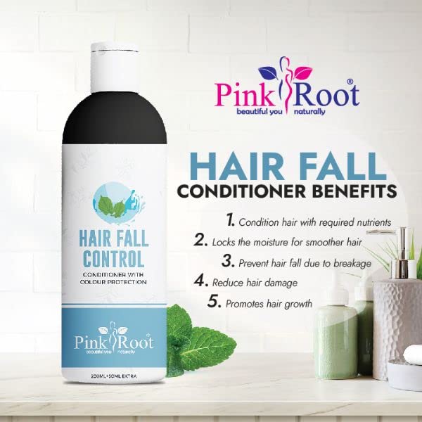 Pink Root Hair Fall Control Conditioner 250ml - Natural Hair Loss Treatment for All Hair Types | Strengthens & Nourishes Hair | Perfect for Daily Use & Damaged Hair Care