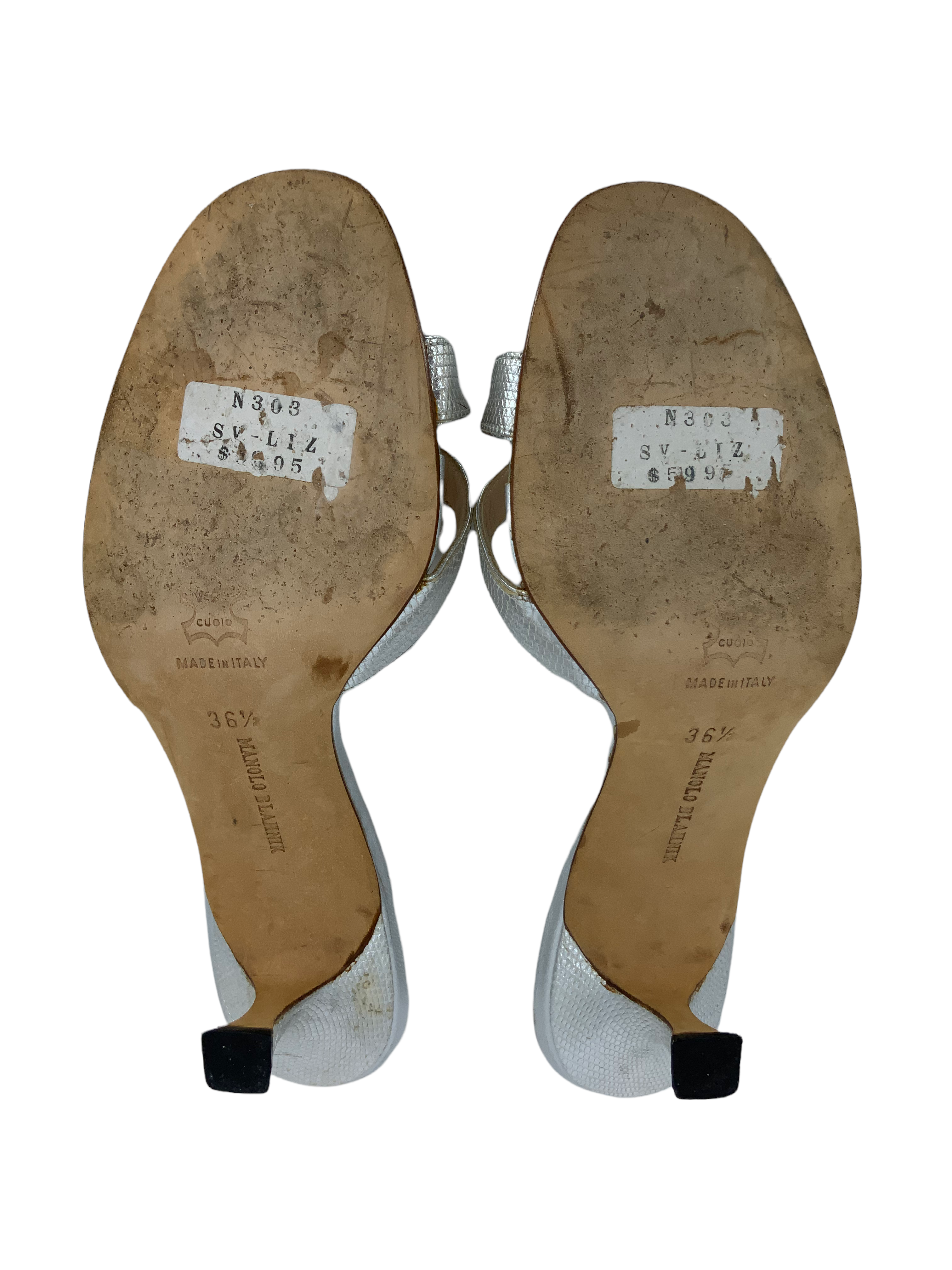 Manolo Blahnik Callamu Textured Leather Slide Sandals Women's Size 6.5 - Comfortable Summer Casual Shoes for Beach, Vacation & Everyday Wear