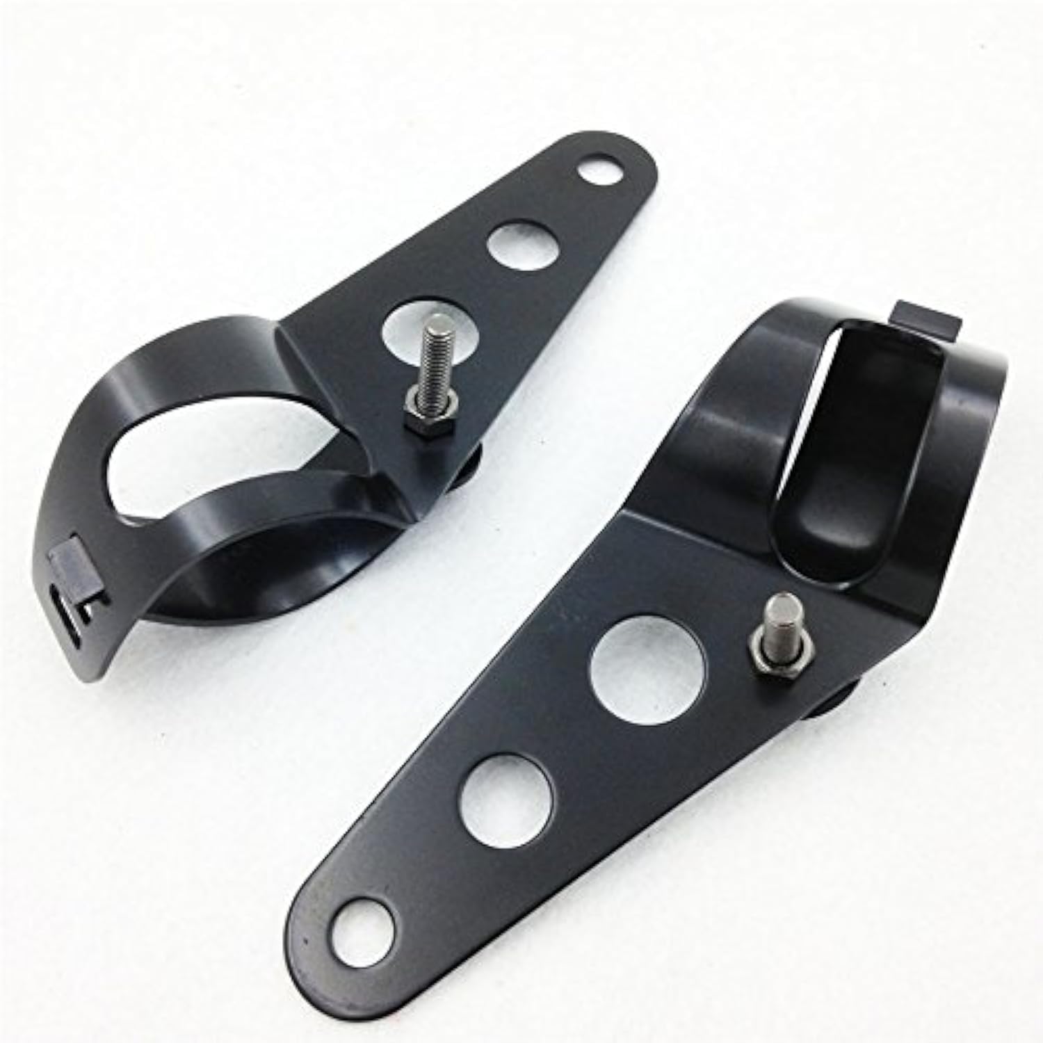 MT299-005-BK Headlight Brackets for 28-38mm Fork Tubes - Black Side Mount for Motorcycles