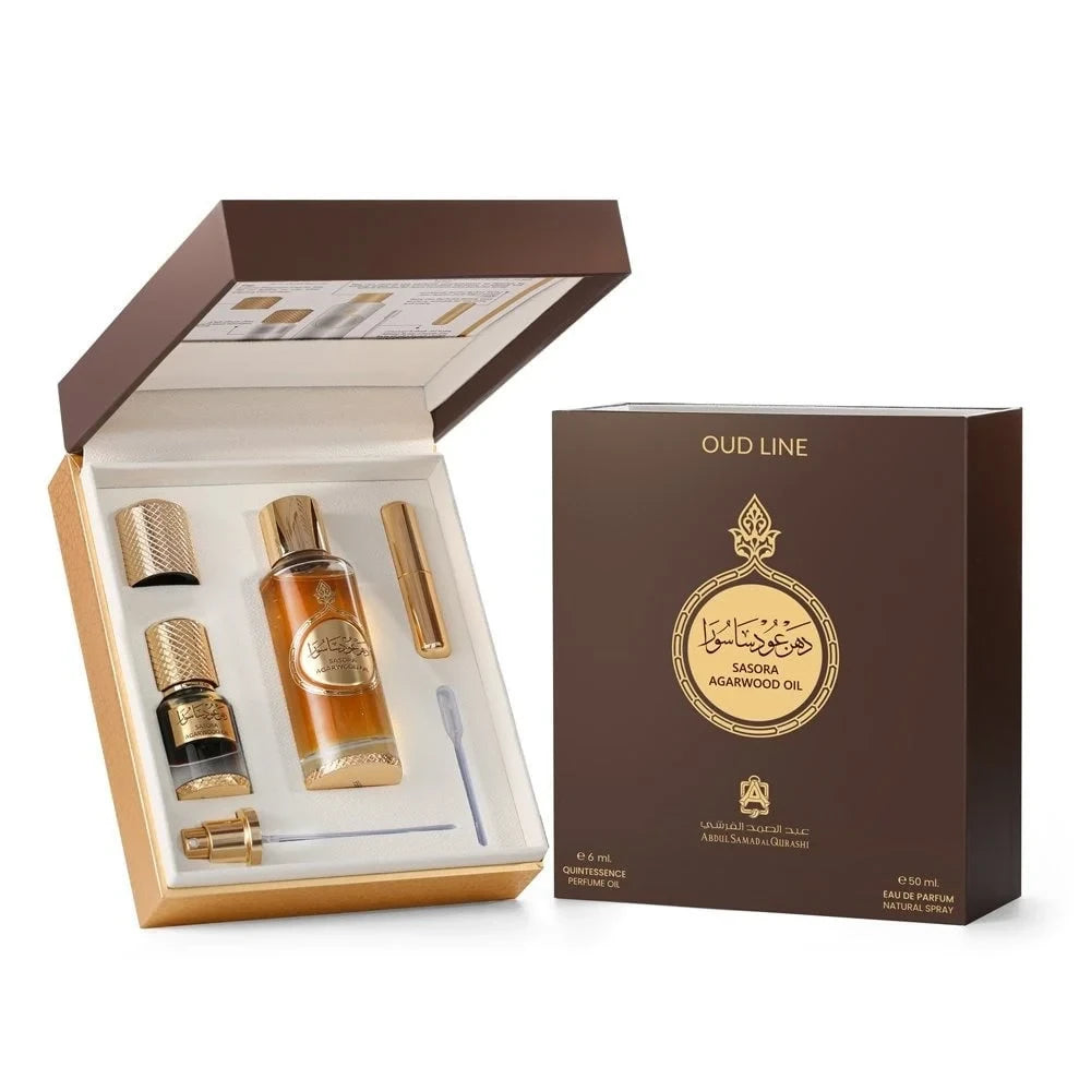 Premium Sasora Agarwood Essential Oil 6ml & Perfume EDP 50ml - Luxury Aromatherapy, Meditation & Gift Set for Relaxation & Spiritual Wellbeing