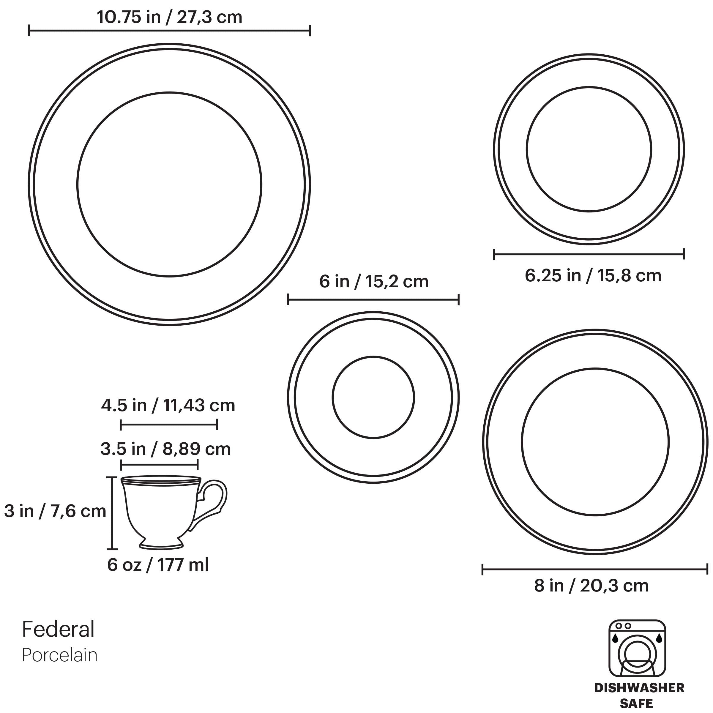 Federal Gold 5-Piece Place Setting - Elegant Dinnerware Set for Formal Dining, Weddings & Special Occasions