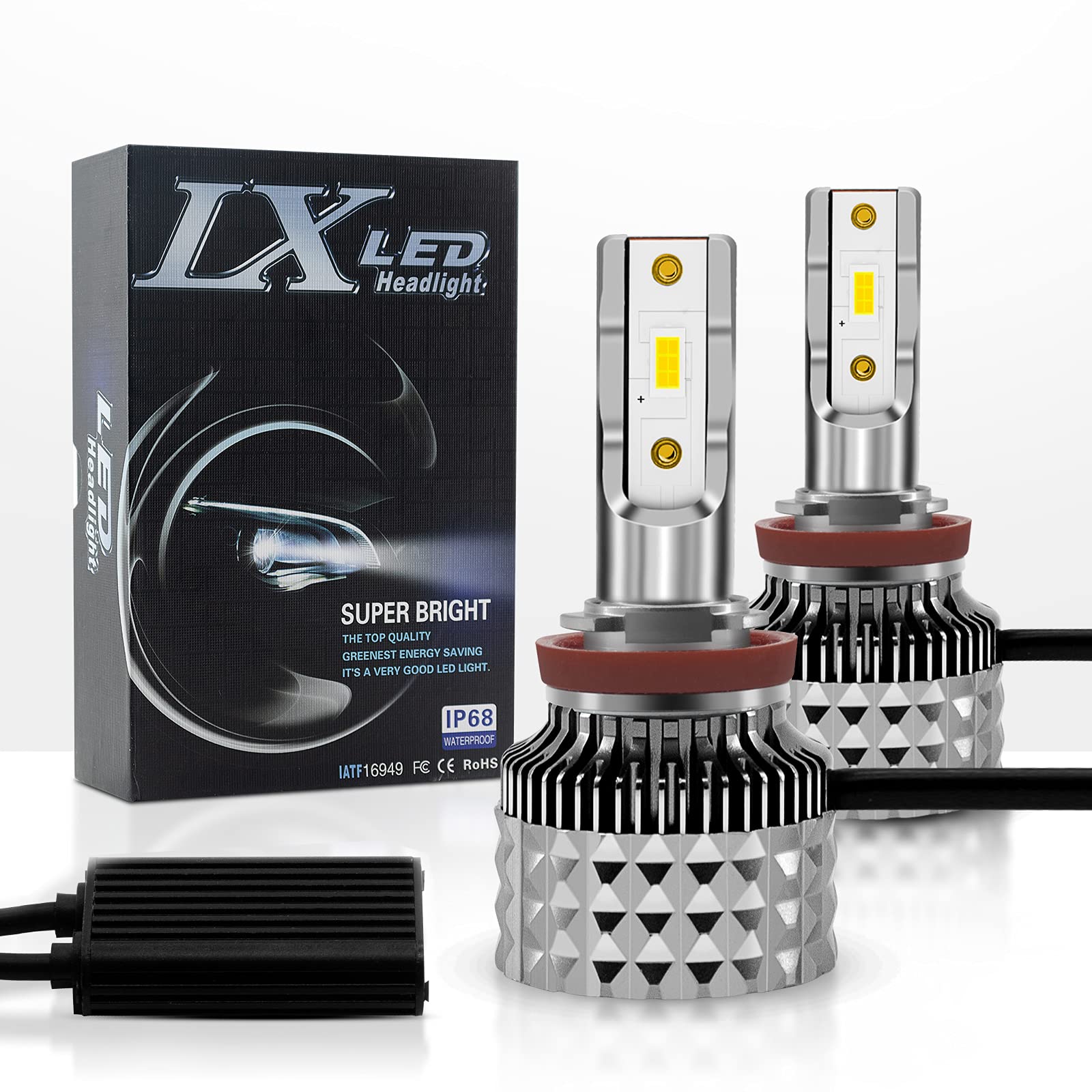 Haicar H11 LED Headlight Bulb 60W 10000LM 6000K Cool White - for Night Driving & Foggy Roads