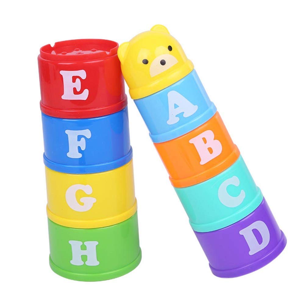 POPETPOP 9pcs Bird Stacking Cup Toys - Interactive Parrot Training & Chewing Toys for Parakeets, Cockatiels | Educational Cage Enrichment for Mental Stimulation & Playtime Fun