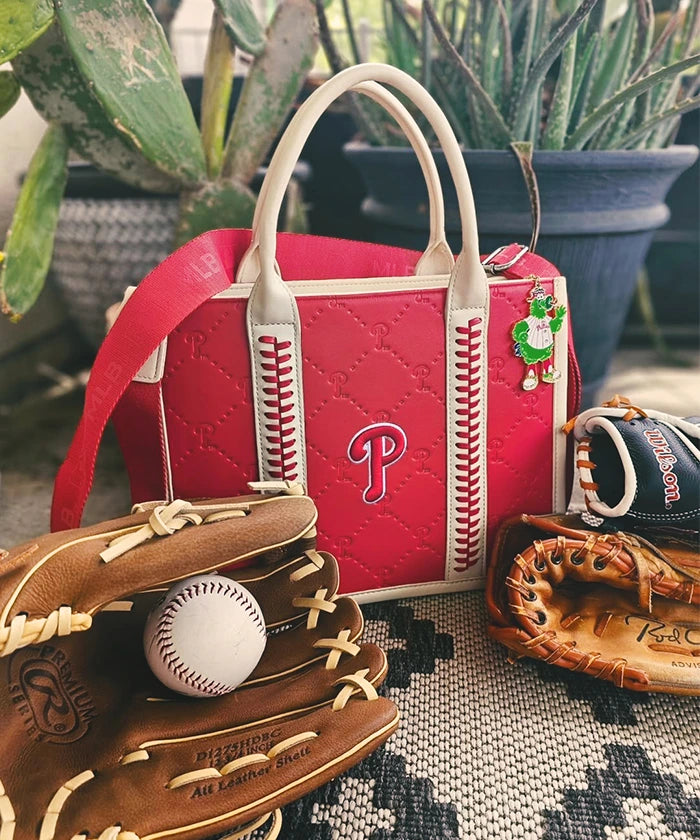 MLB Philadelphia Phillies Genuine Leather Stitched Tote Bag for Women & Men - Stylish Baseball Fan Gift & Game Day Accessory - Perfect for Shopping, Beach & Sports Events