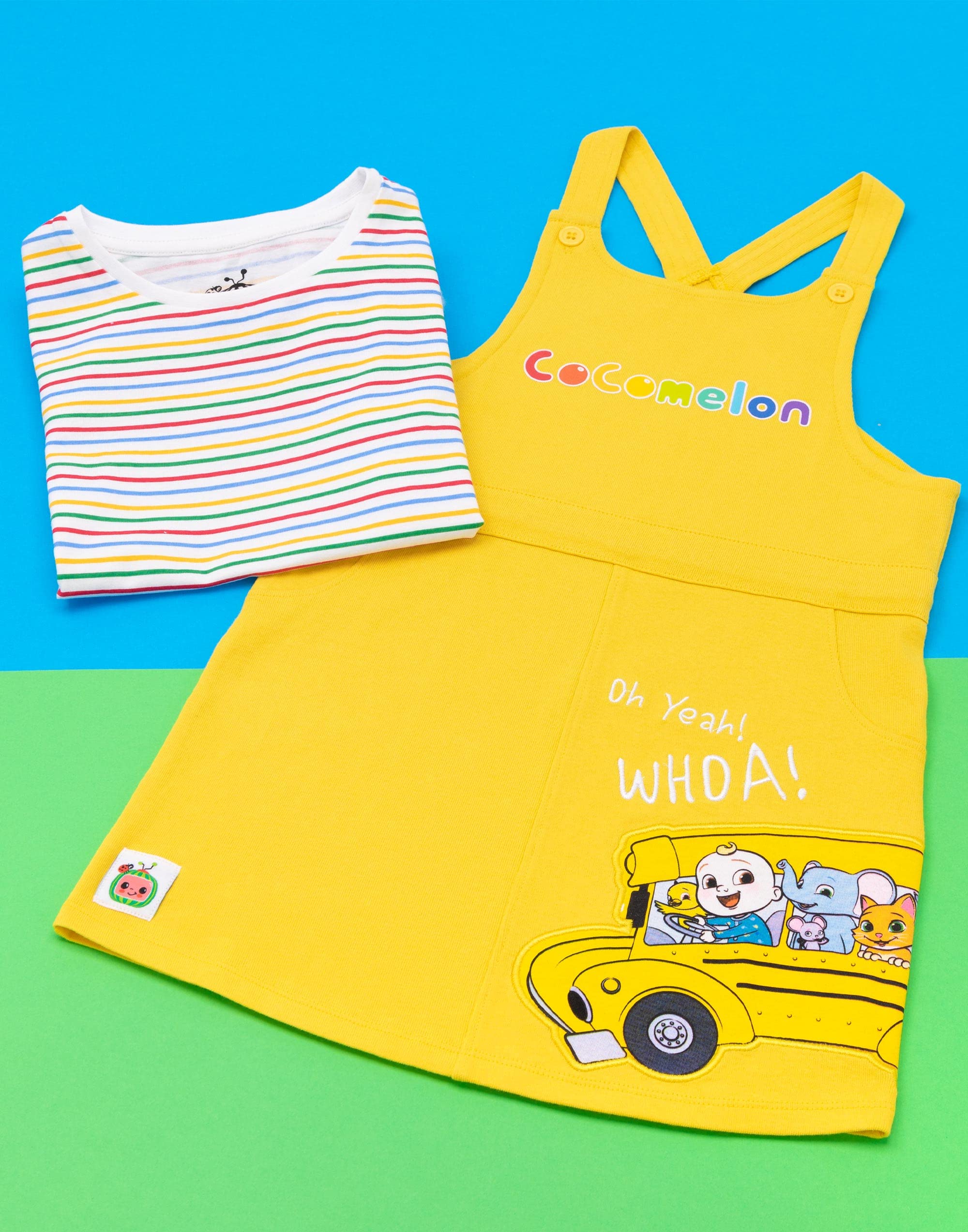 CoComelon Pinafore Dress for Girls - Cute Toddler Dungaree Outfit with T-Shirt | Perfect for Playtime, Birthday Parties & Family Photos
