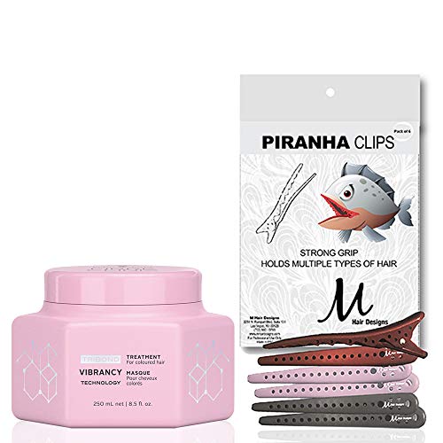 Fibre Clinix Tribond Vibrancy Treatment 8.5 oz & M Hair Designs Piranha Clips Bundle - Professional Hair Care & Styling Set for Salons & Home Use