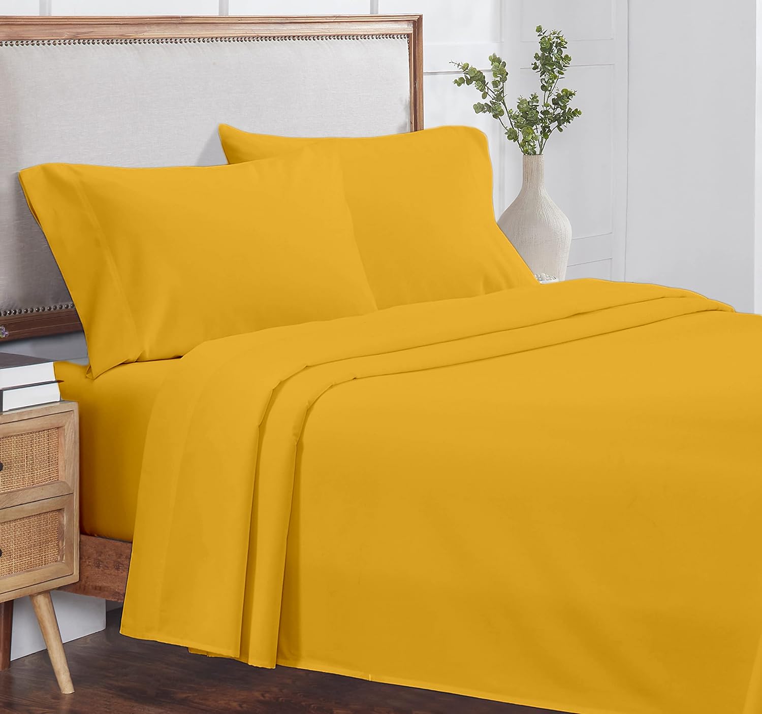 4Pc California King Size Sheet Set - 100% Organic Cotton, 800 Thread Count, Soft & Breathable Luxury Bed Sheets with 8-12