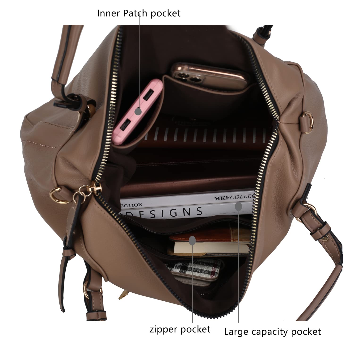 MKF Collection Women's PU Leather Weekender Bag - Stylish Slouchy Shoulder Purse with Top Handle for Travel, Work & Casual Outings