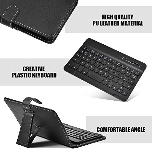 Universal Bluetooth Keyboard with Leather Case - Detachable Flip Stand for 4.5