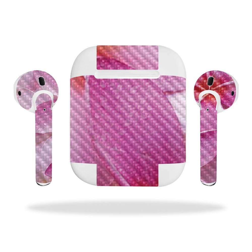 Premium Carbon Fiber Skin for Apple AirPods - Blue Petals Design | Protective & Durable Textured Cover | Easy to Apply & Remove | Made in USA | Perfect for Gym, Travel & Daily Use