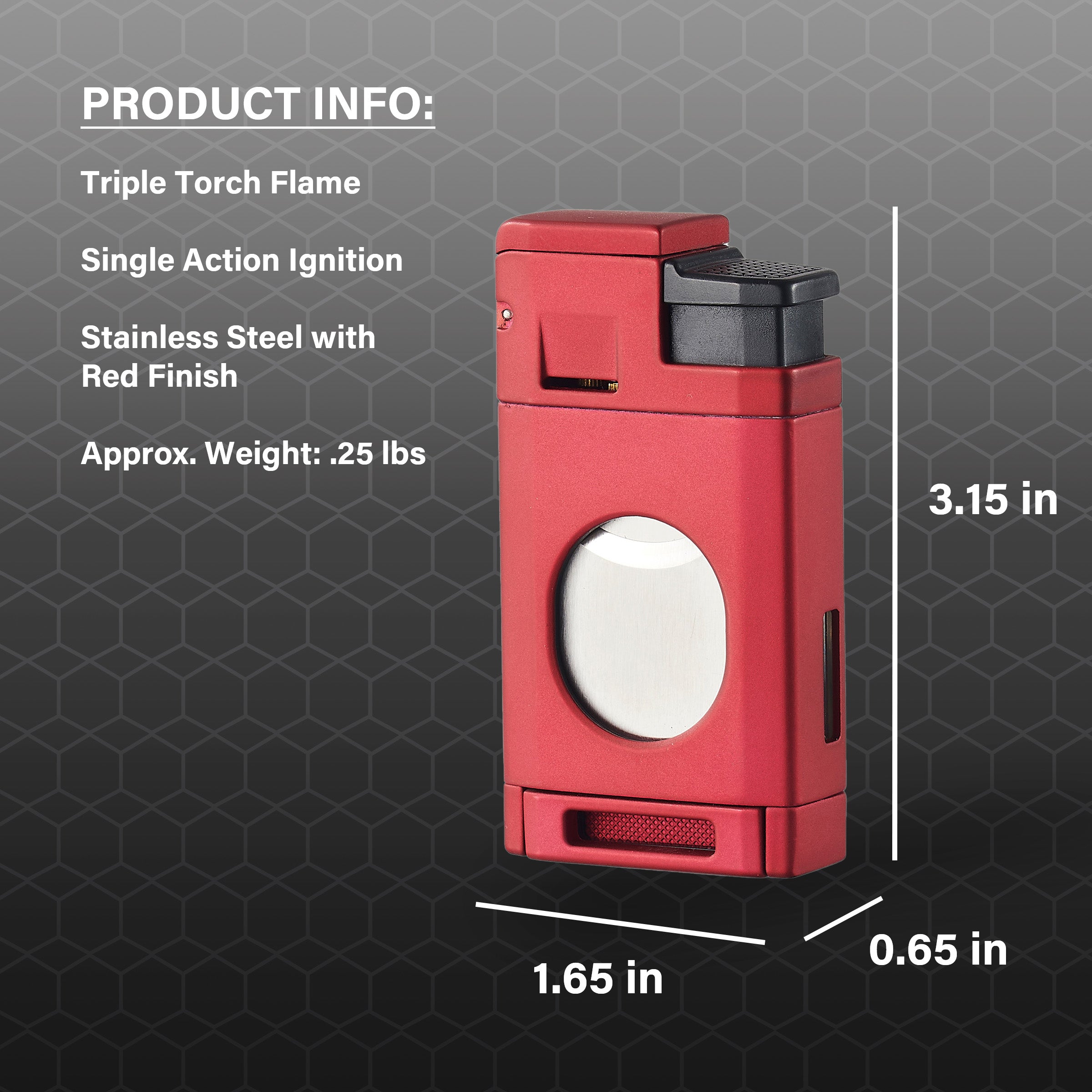Visol LighCut Red Triple Torch Flame Lighter & Cigar Cutter - Premium Windproof Butane Lighter for Cigars, Cigarettes & Outdoor Use (Camping, BBQ, Hiking)