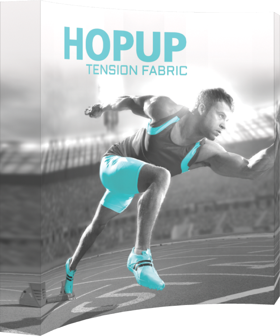 3x3 Hopup Tension Fabric Display - Portable Pop Up Booth with Custom Graphics - Perfect for Trade Shows, Exhibitions & Retail Displays