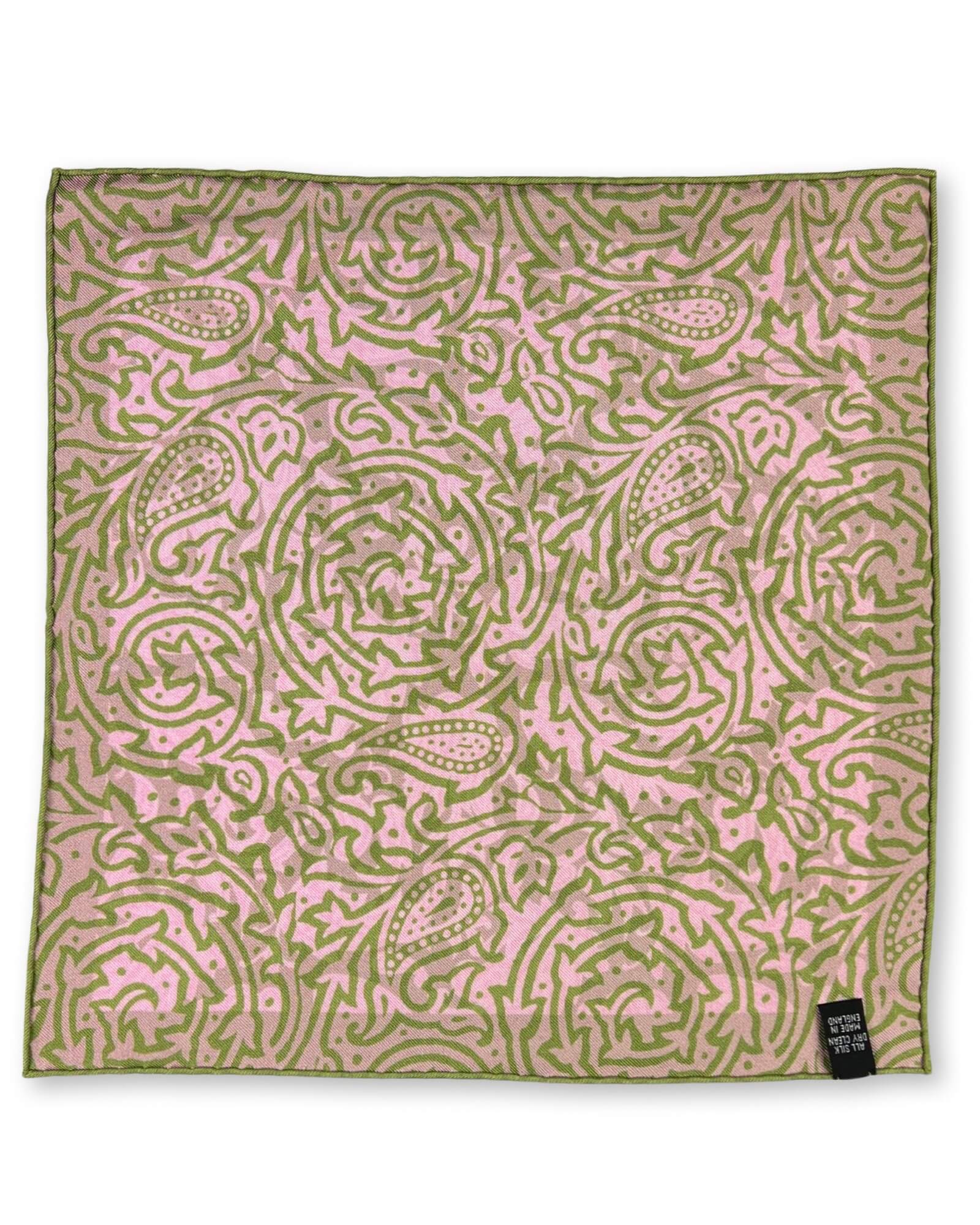 DÉCLIC Elstow Reversible Pocket Square - Green Silk Handkerchief for Men | Perfect for Weddings, Business Meetings & Formal Events
