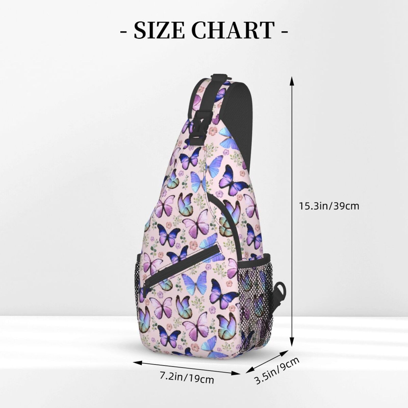Butterfly Sling Bag Crossbody Backpack for Women & Men - Lightweight Travel Hiking Shoulder Chest Bag, Unisex Daypack for Outdoor Activities, Commuting and Daily Use