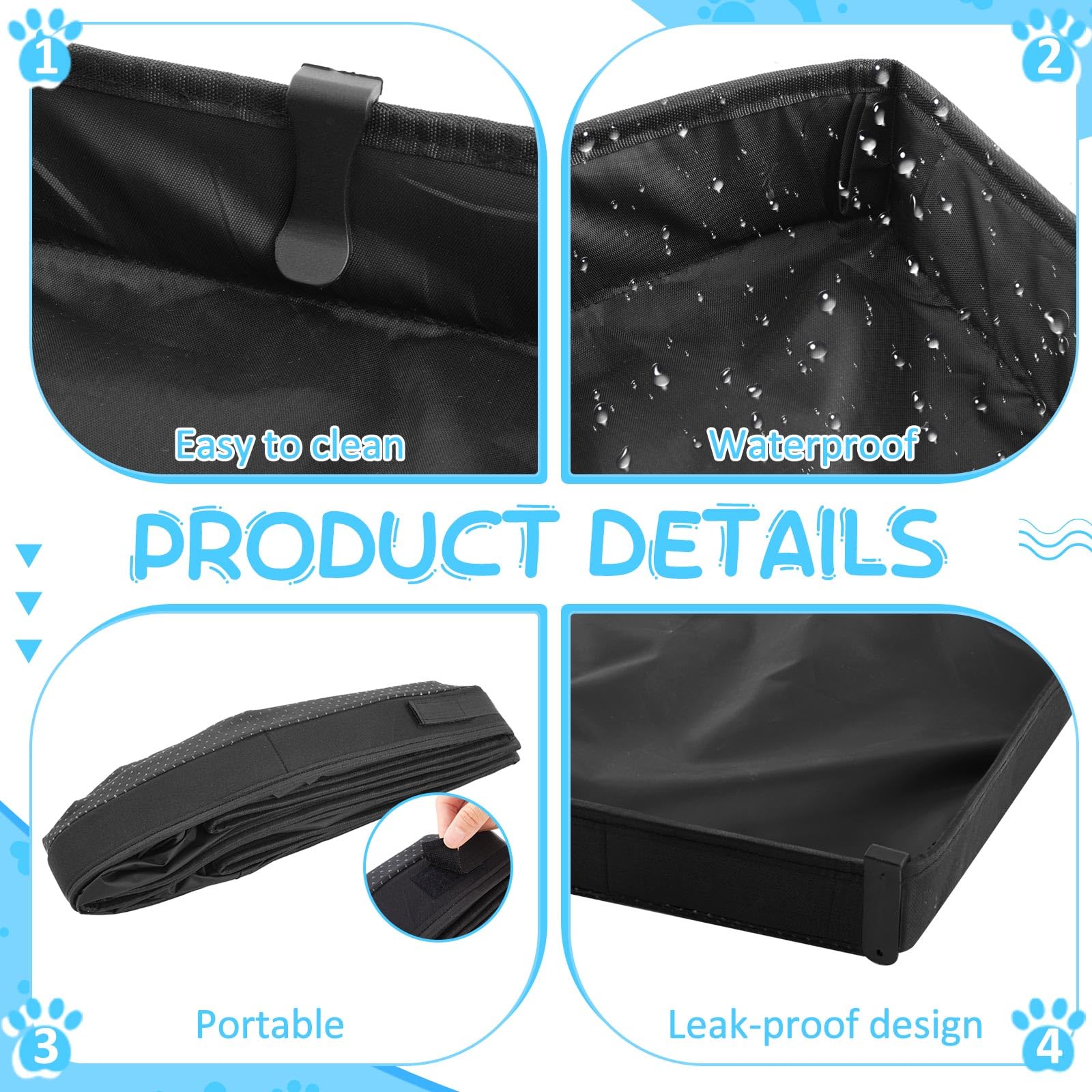 Extra Large 43 x 34 Inch Dog Pee Pad Holder Tray - Foldable Portable Puppy Potty Training Pad with 4 Fixing Clips, High Sides, Waterproof & Easy to Clean for Indoor/Outdoor Use