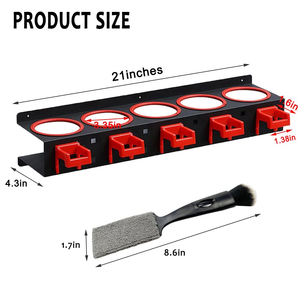 2 Pack Wall Mounted Spray Bottle Holder & Aerosol Can Organizer - Garage Storage Rack with Car Cleaning Brush Kit | Perfect for Car Detailing, Home Cleaning & Workshop Organization
