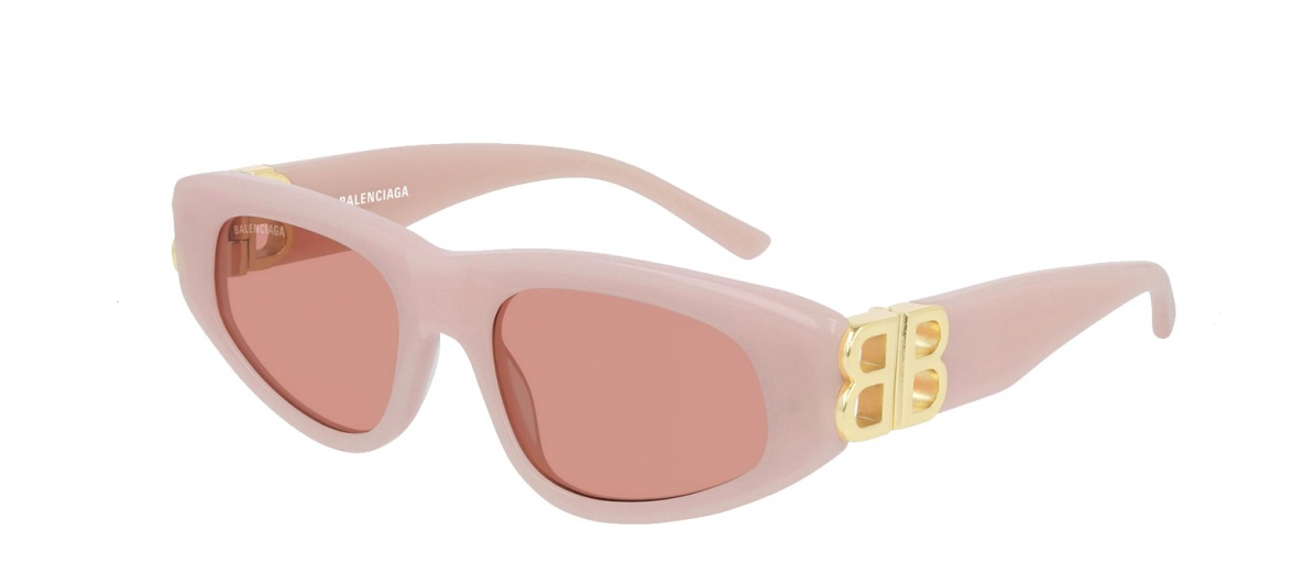 Balenciaga BB 0095S 003 Pink Gold & Red Oval Women's Fashion Sunglasses - UV Protection, Stylish Accessory for Beach, Driving & Outdoor Activities
