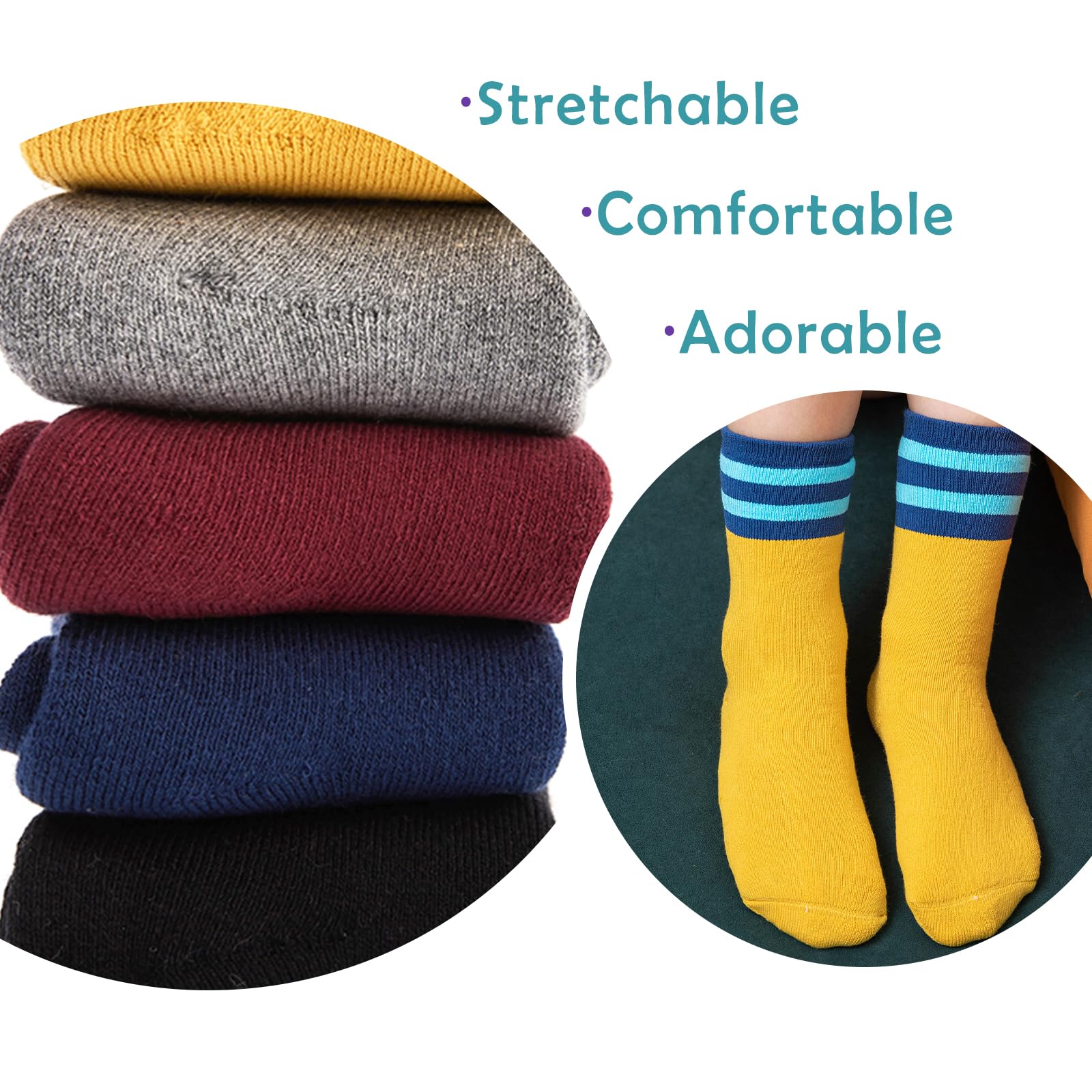Moon Tree Boys Thick Cotton Thermal Socks for Kids - Warm Winter Crew Socks for Boys, Cold Weather & Outdoor Activities
