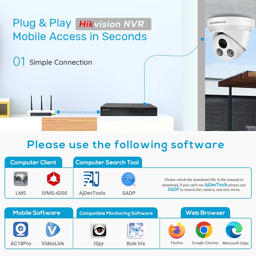 Hikvision 4K 8MP Outdoor PoE Security Camera with Human/Vehicle Detection - Full Color Night Vision, 2.8mm Lens, Built-in Mic, IP67 (PG2387C) - Ideal for Home Security, Business Surveillance & 24/7 Property Monitoring
